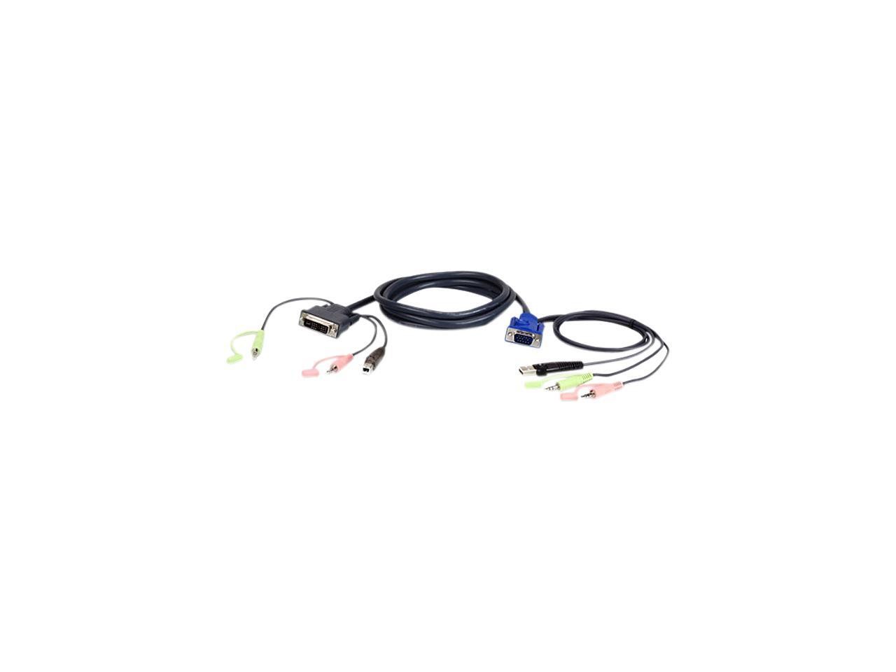 ATEN USB VGA to DVI-A KVM cable w/Audio 2L7DX3U