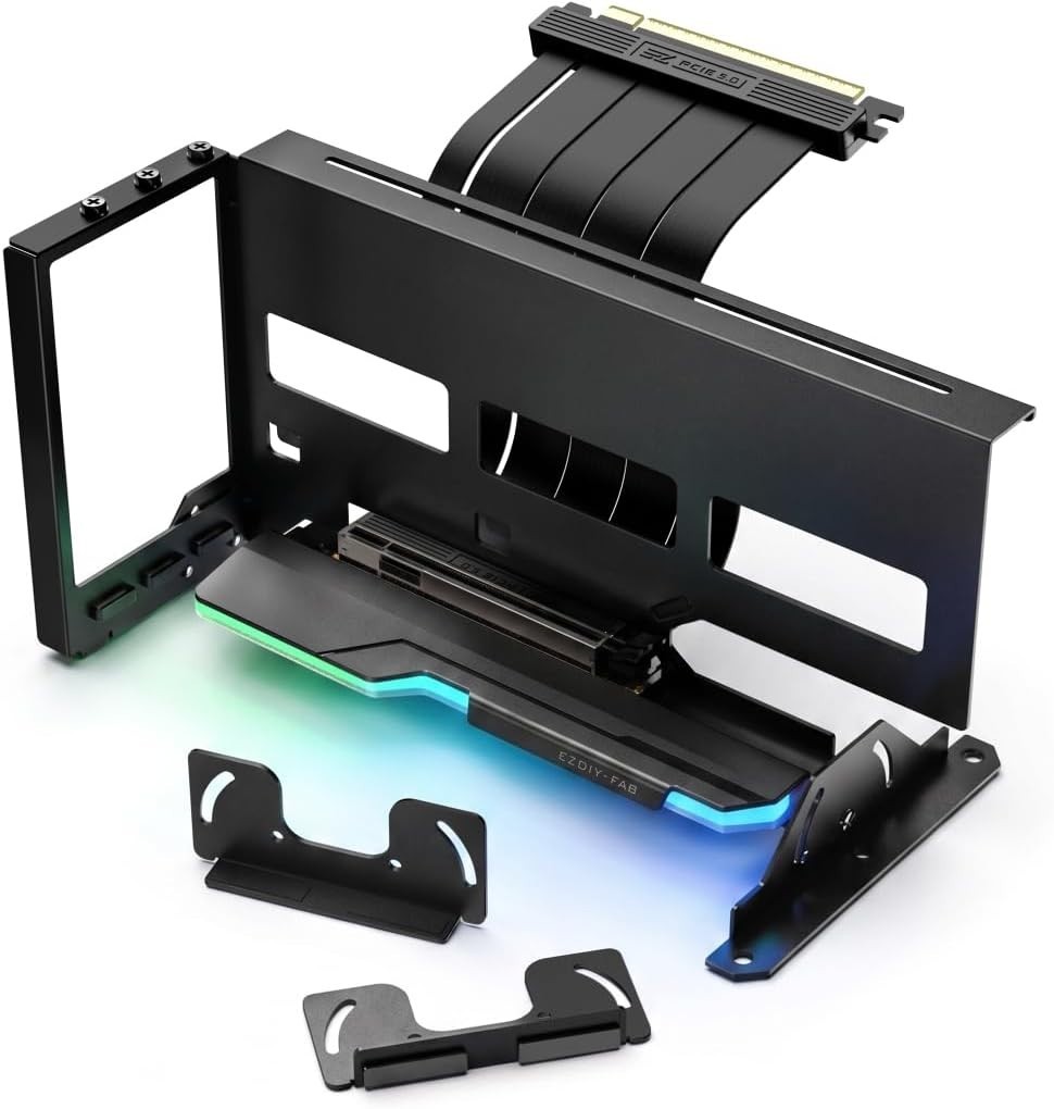 EZDIY-FAB AH18 PCIe 5.0 ARGB Multi-Angle Vertical GPU Mount Kit, Black