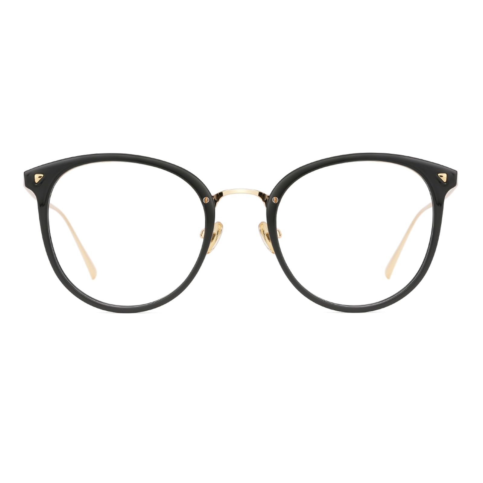 Round Blue Light Glasses for Woman Men, Retro Acetate Cat Eye Rim Frame Glass...