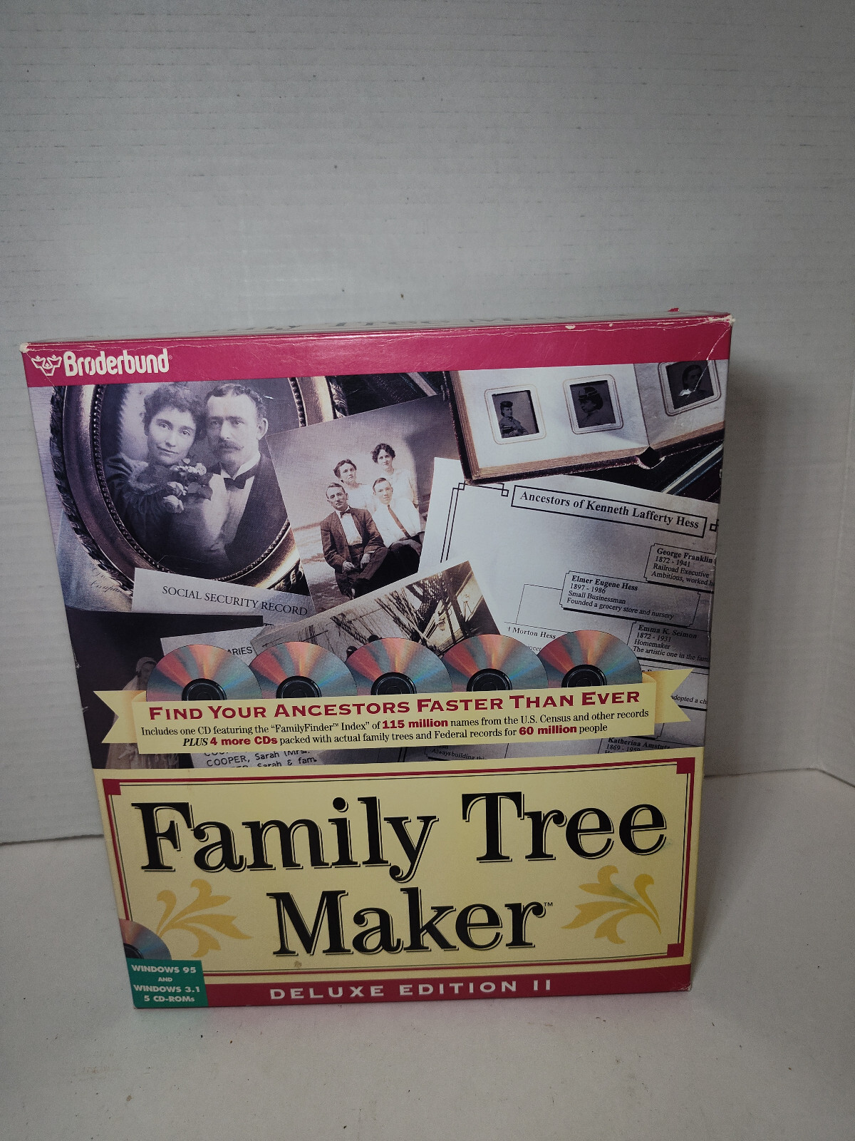 Vintage Family Tree Maker Deluxe Edition II 1996 Windows PC CD-ROM Complete