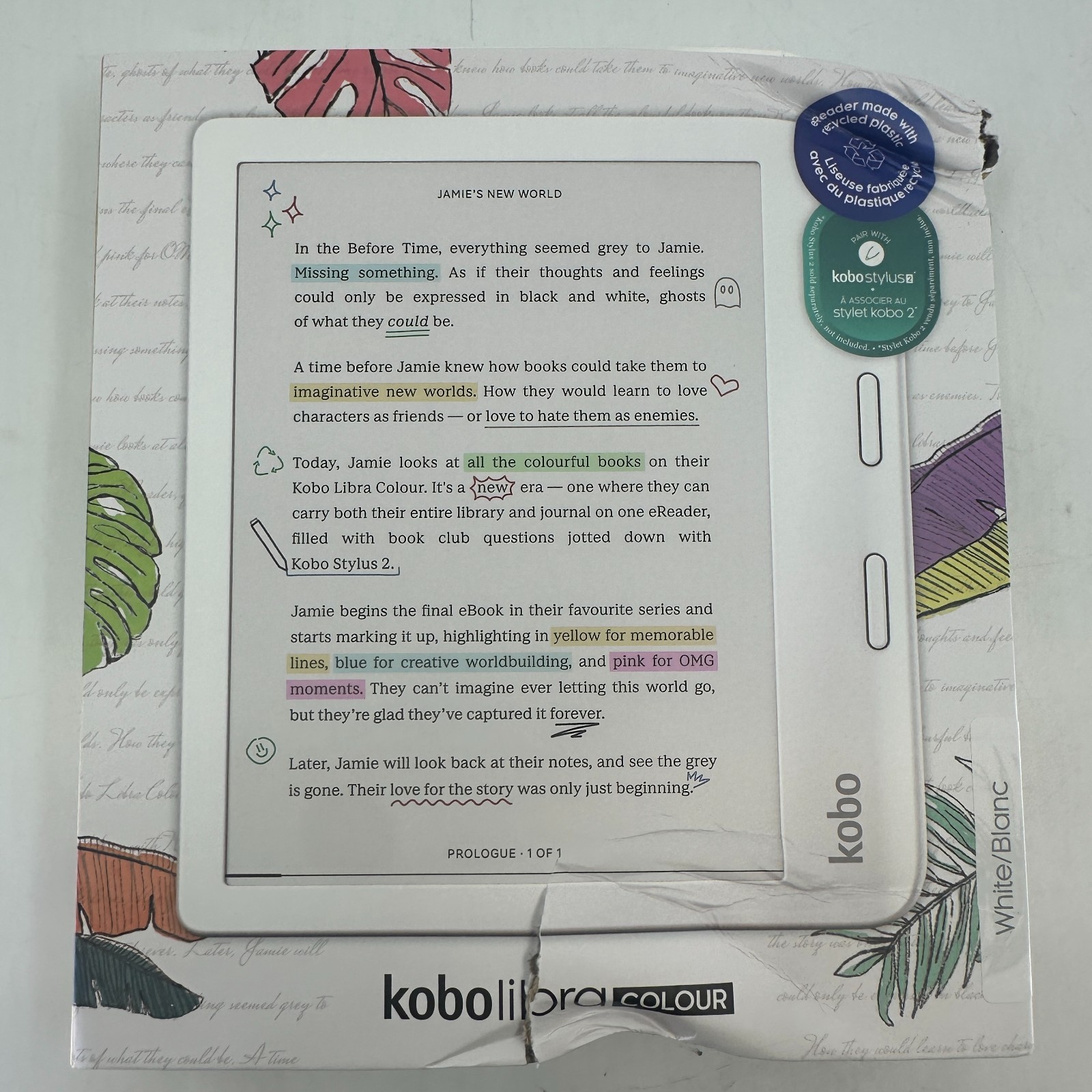 Kobo Libra Colour eReader 7" Glare-Free Colour E Ink - White READ