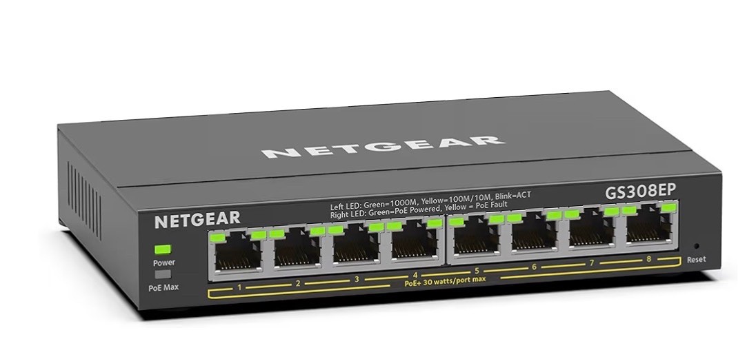 8 Port PoE Gigabit Ethernet Easy Smart Managed Essentials Switch (GS308EP)