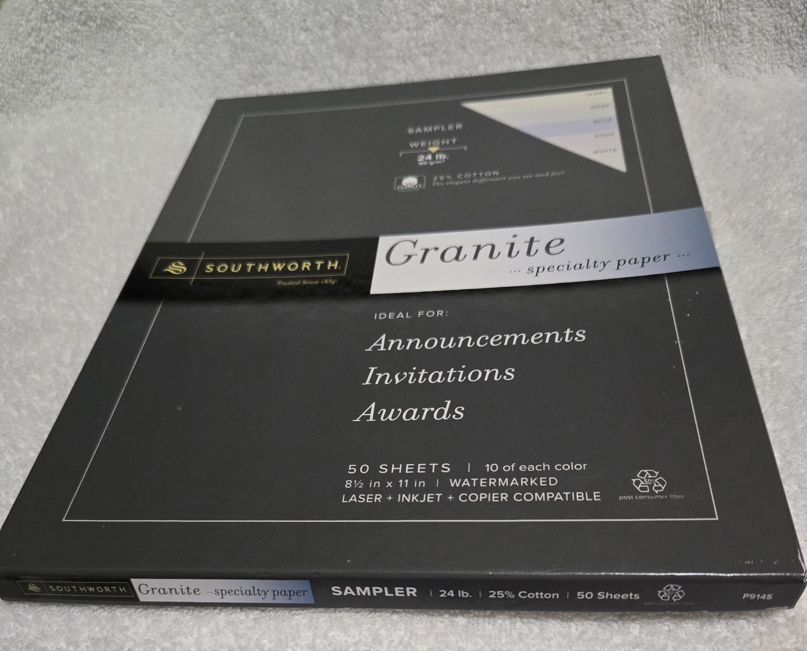 Southworth Granite Specialty Paper Sampler w/ 10 of 5 Colors--Missing 3 Ivory