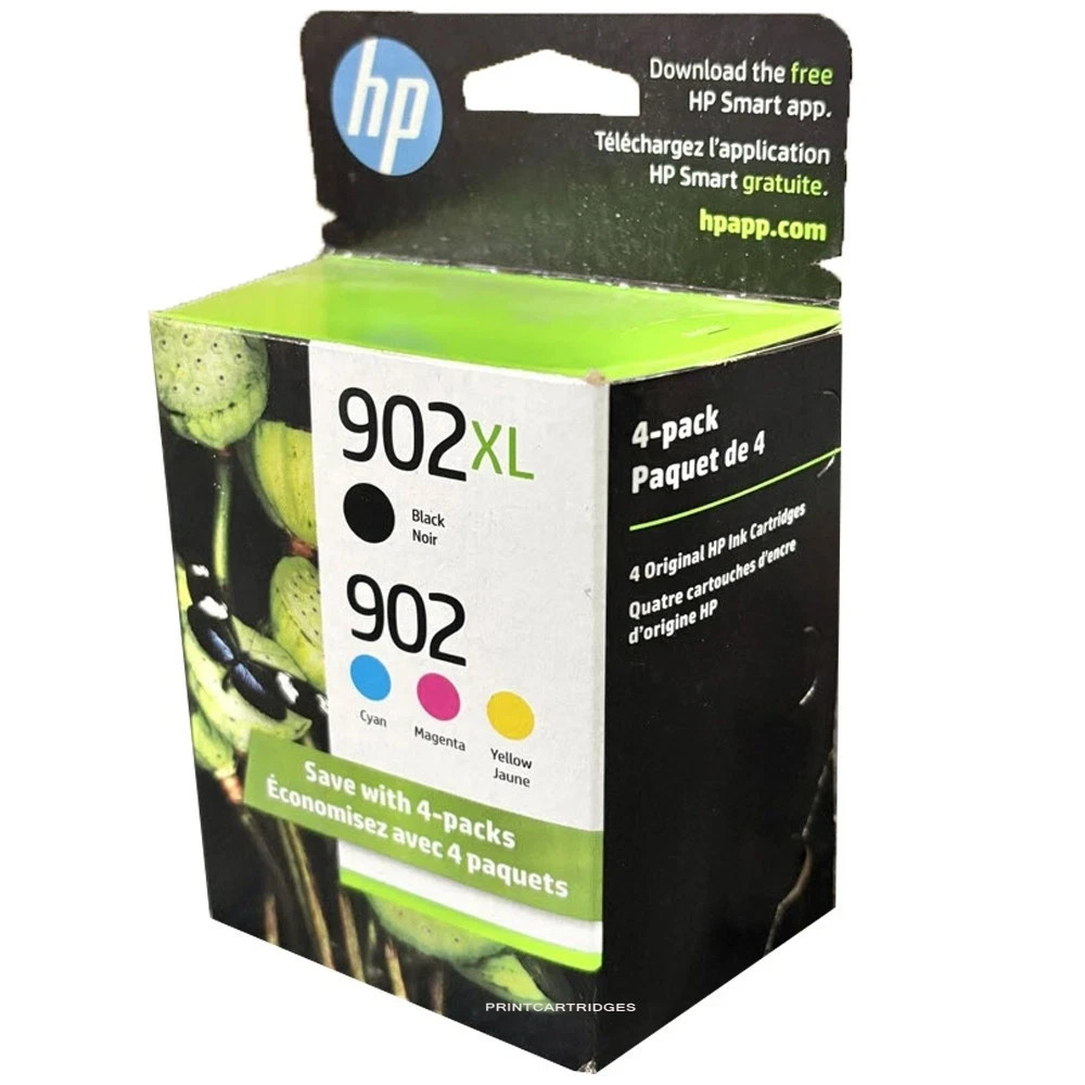NEW SEALED Genuine HP 902XL Black and Color 4PK Ink Cartridges
