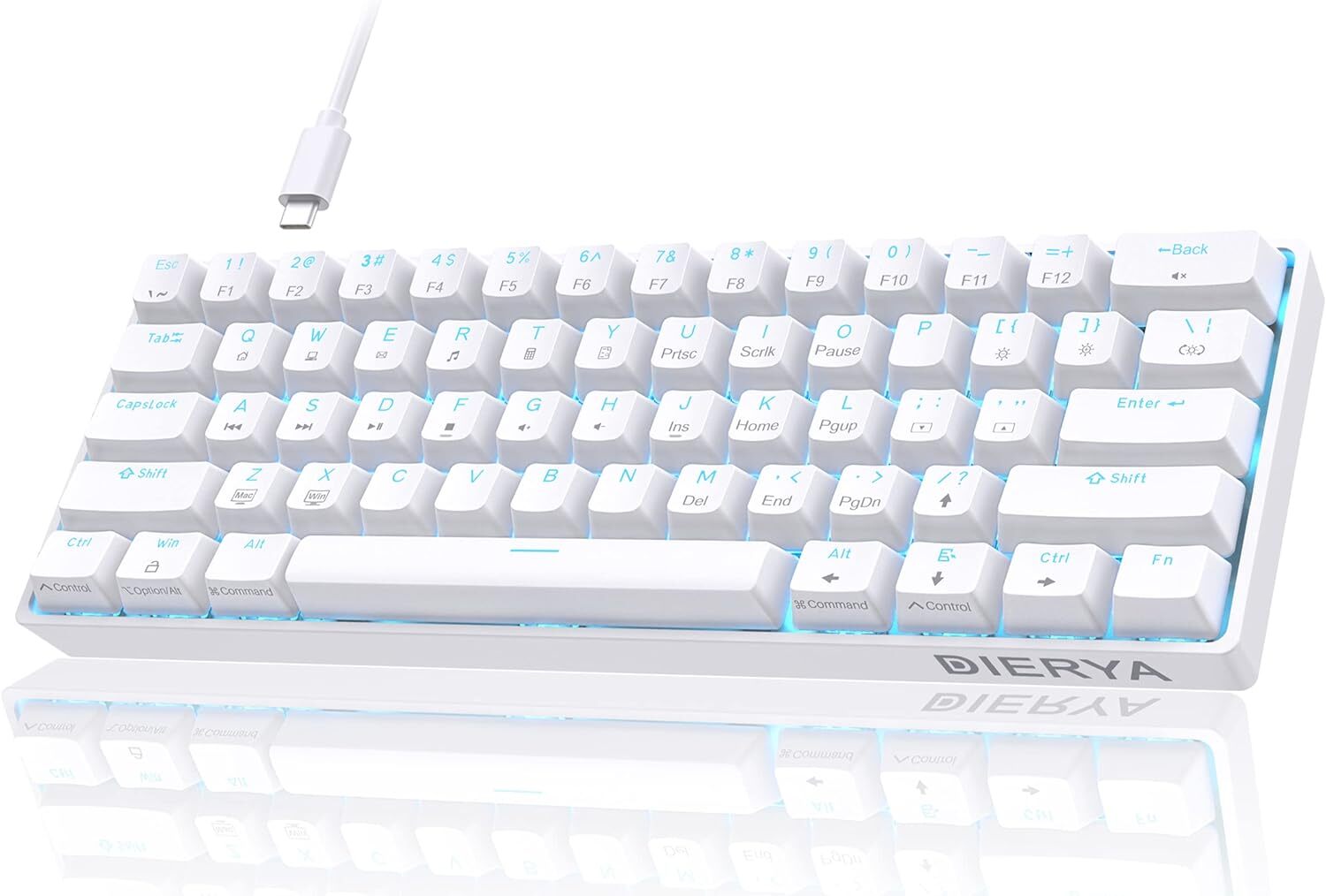 60% Mechanical Keyboard DK61se Wired Gaming Keyboard with Red Switches