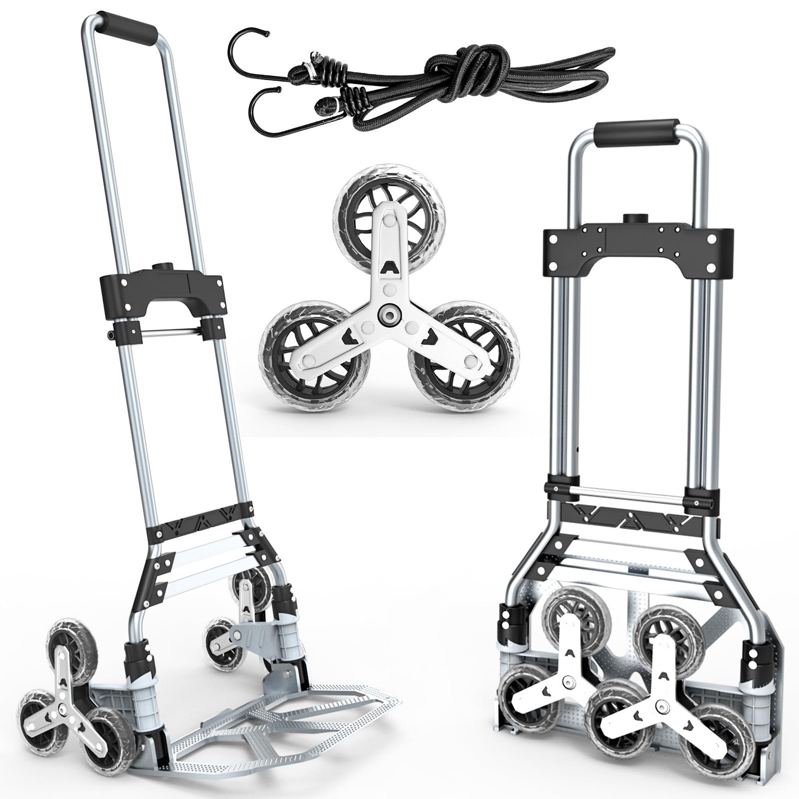 Stair Climbing Cart – 220lb Cap, Aluminum, 6-Wheel Dolly, Folding