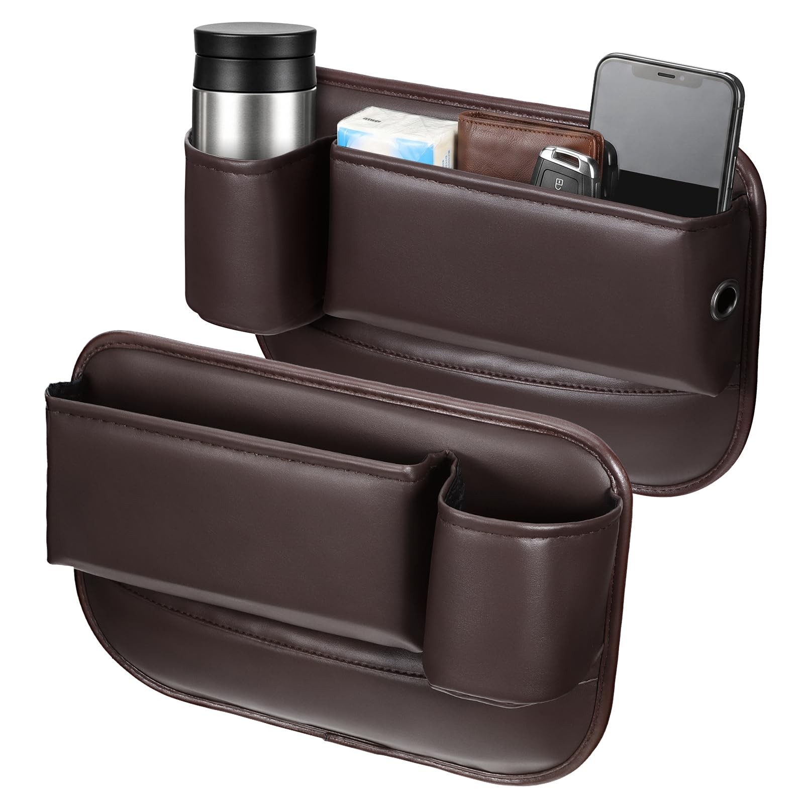 2 Pack Car Seat Gap Filler Organizer, PU Leather Multifunctional Console Side...