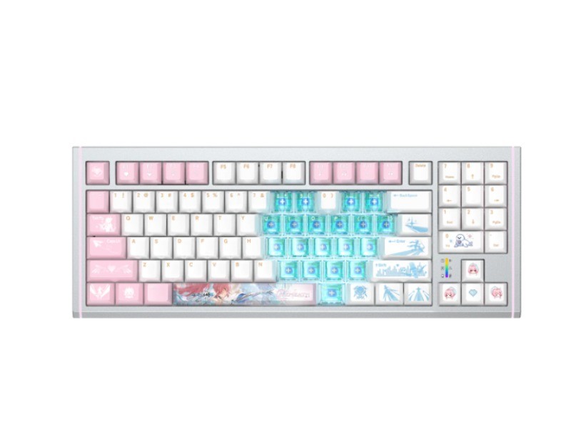 Wuthering Waves Aemeath Snowfluff Whispers Themed Mechanical PBT Keyboard