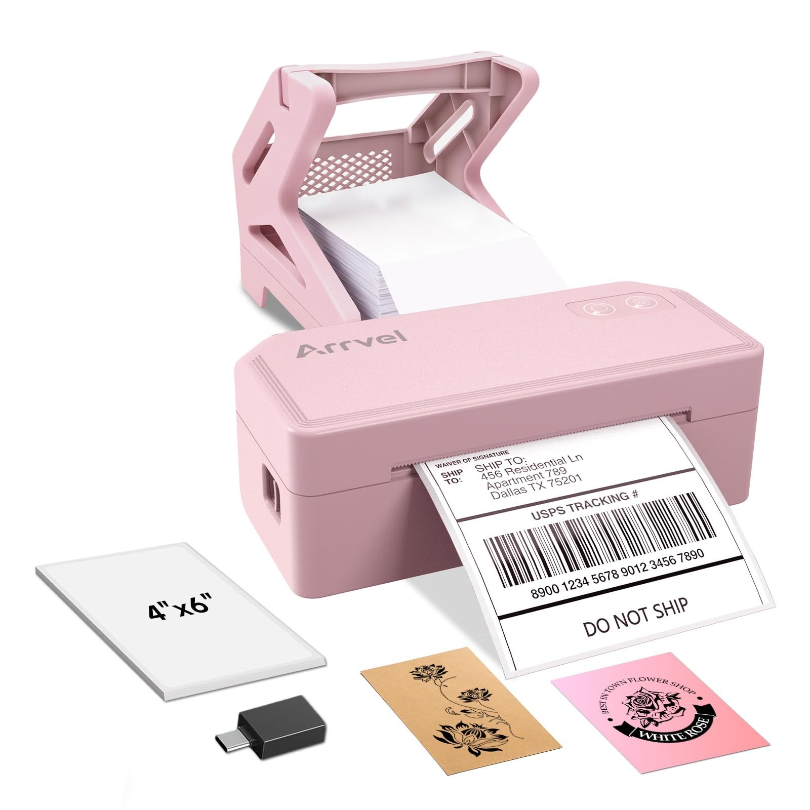 Arrvel Bluetooth Thermal Label Printer w/ Stand, 4x6 Shipping Label Printer