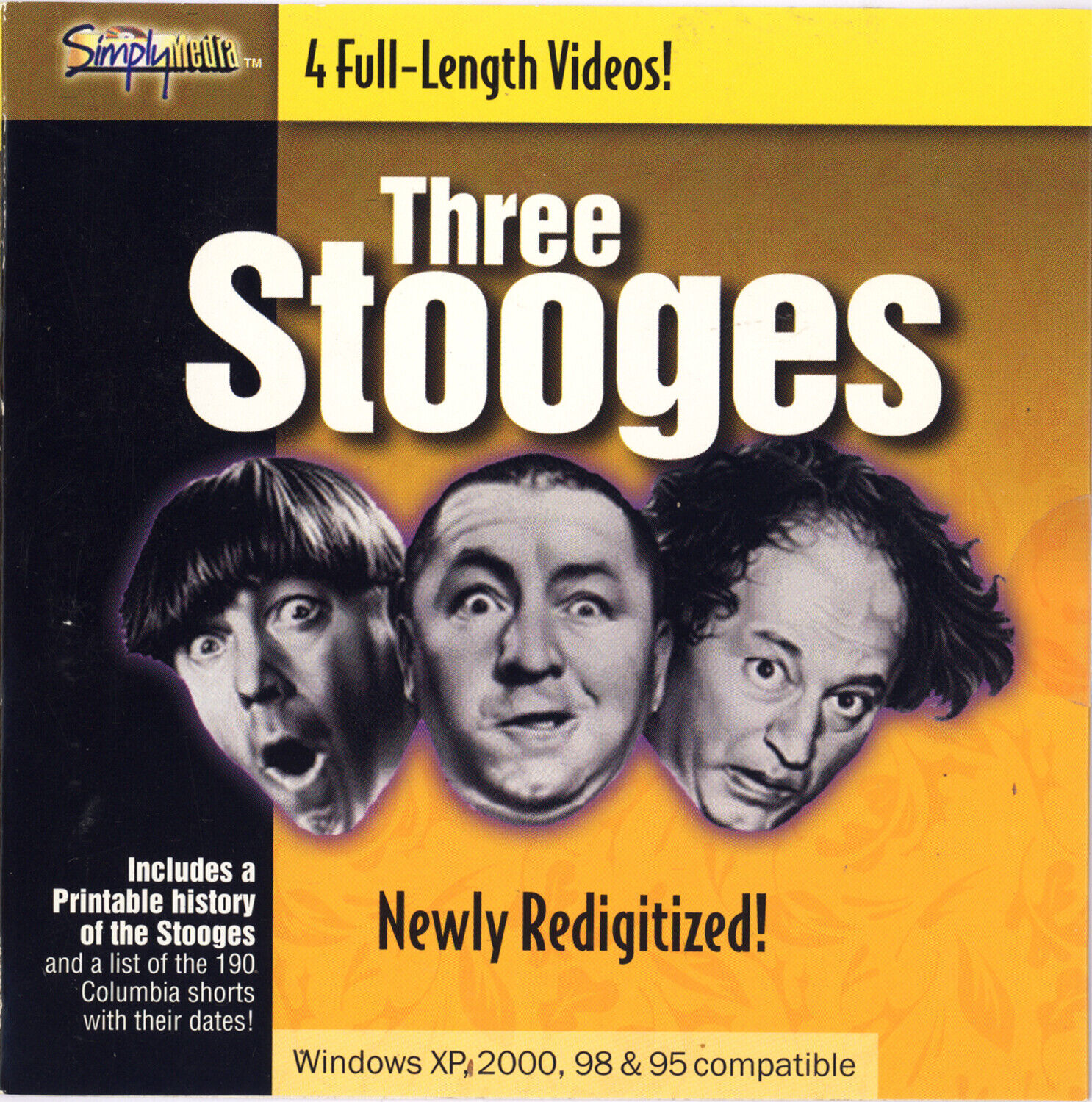 Three Stooges - 4 Full-length Videos For PC (Windows XP) NEW In Flat Pack