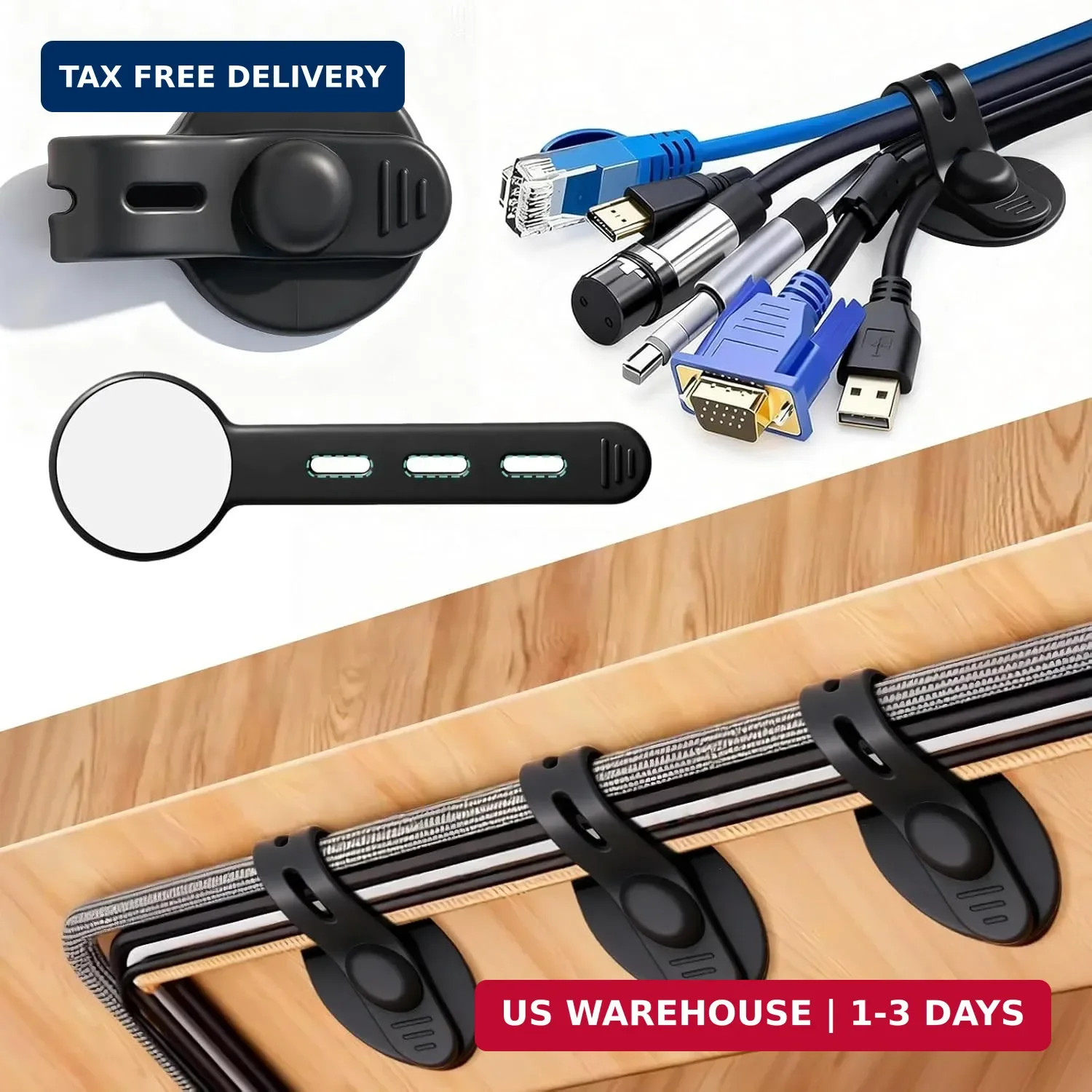 Cable Management Under Desk, 2026 New Upgraded Cord Organizer, Silicone Cable Ti