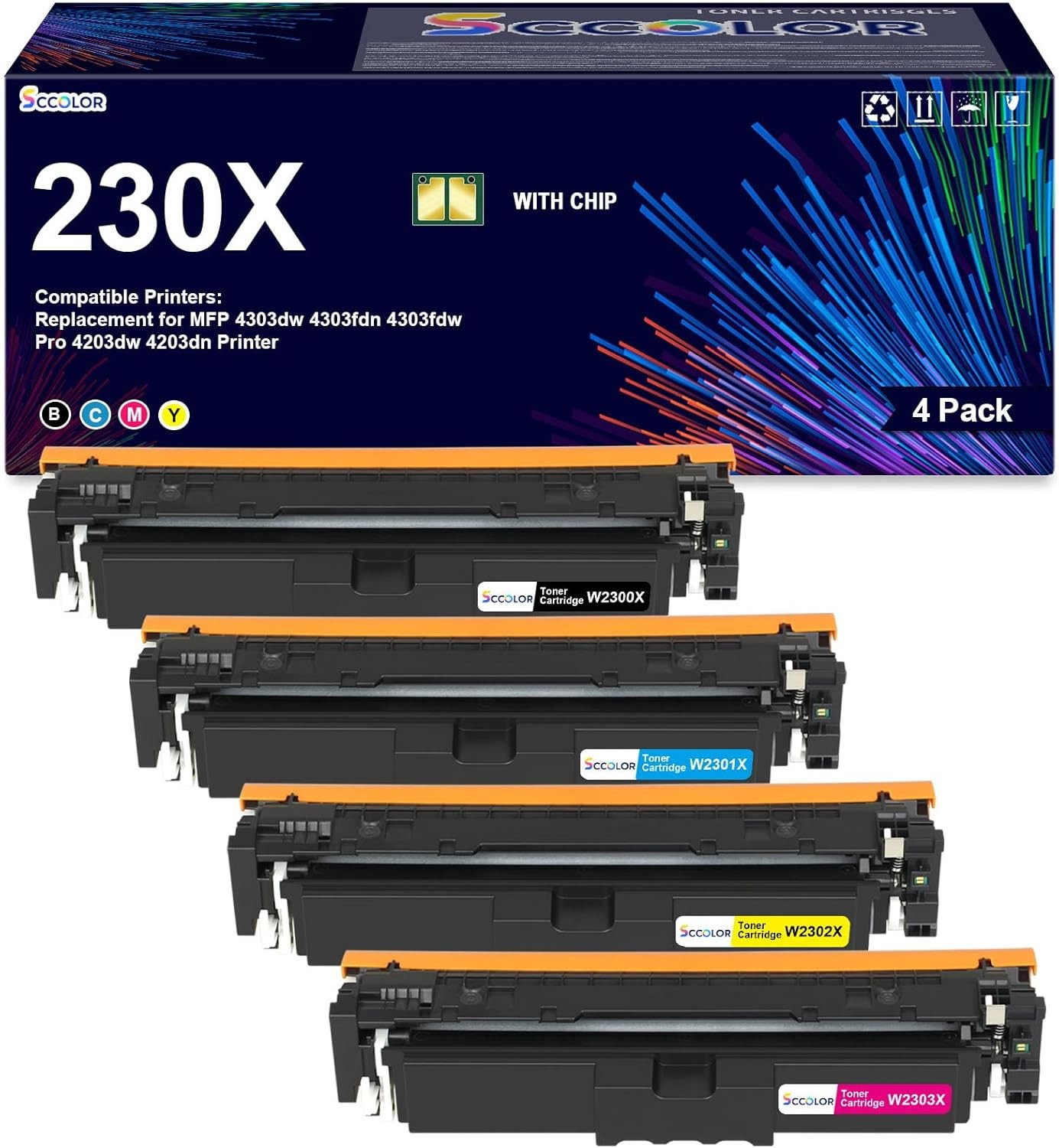 230X Toner Cartridge with Chip for HP Color Pro 4203 & 4303 Series Printers