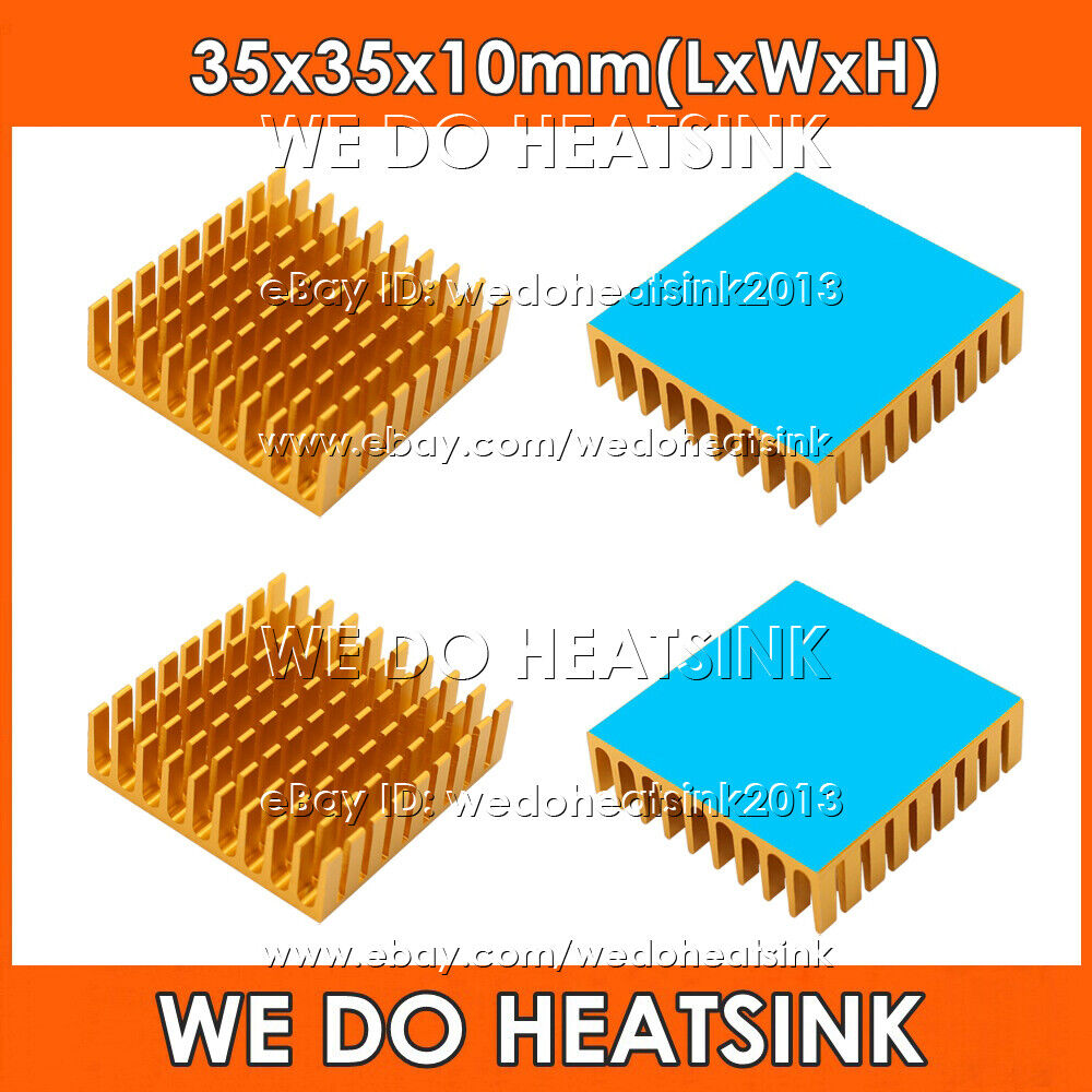 35x35x10mm Gold Anodized Heatsink Radiator Cooler With Thermal Pad for CPU IC