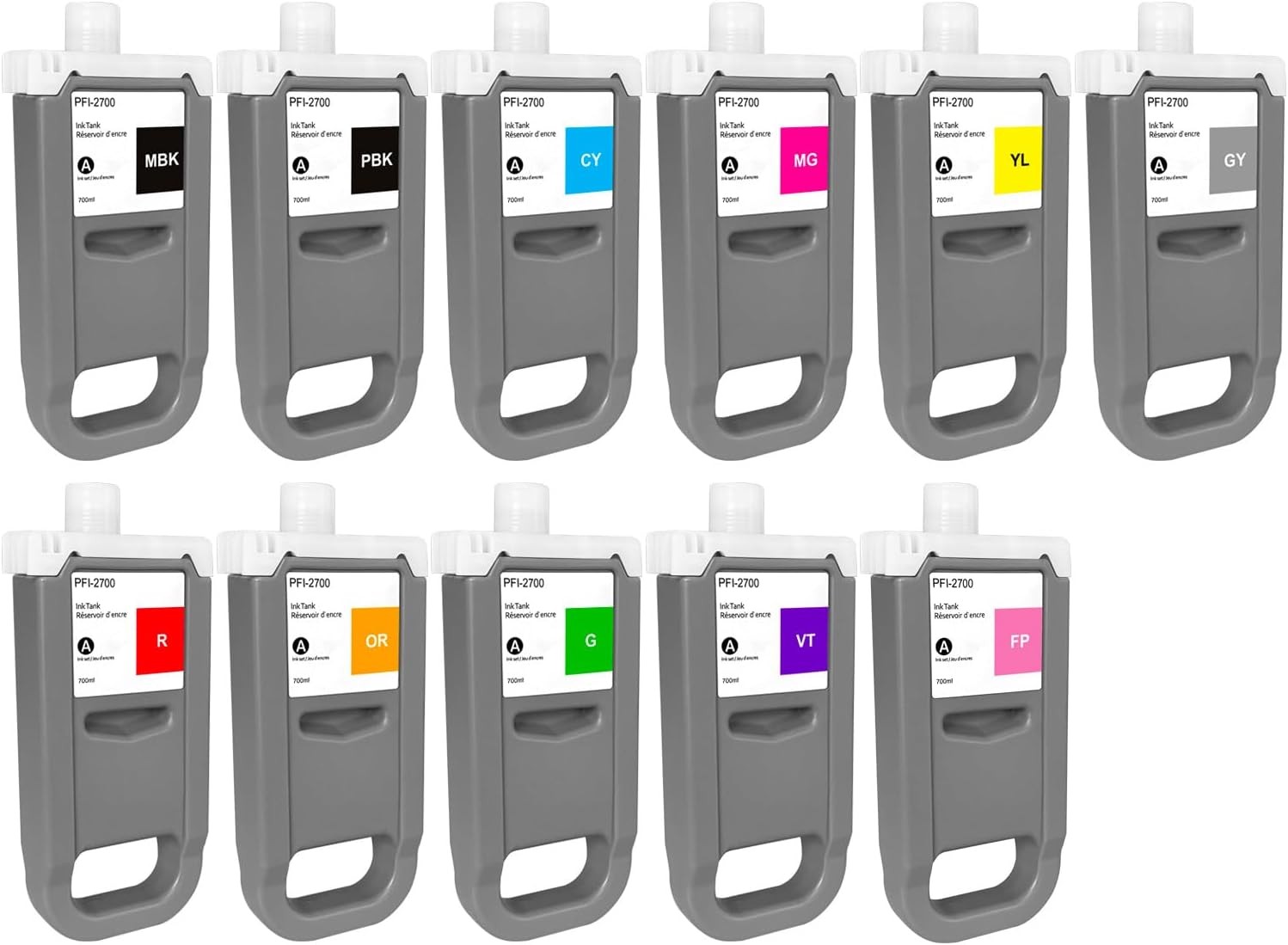 PFI-2700 Ink Tank Set 11-Pack 700ml for Canon imagePROGRAF Printers