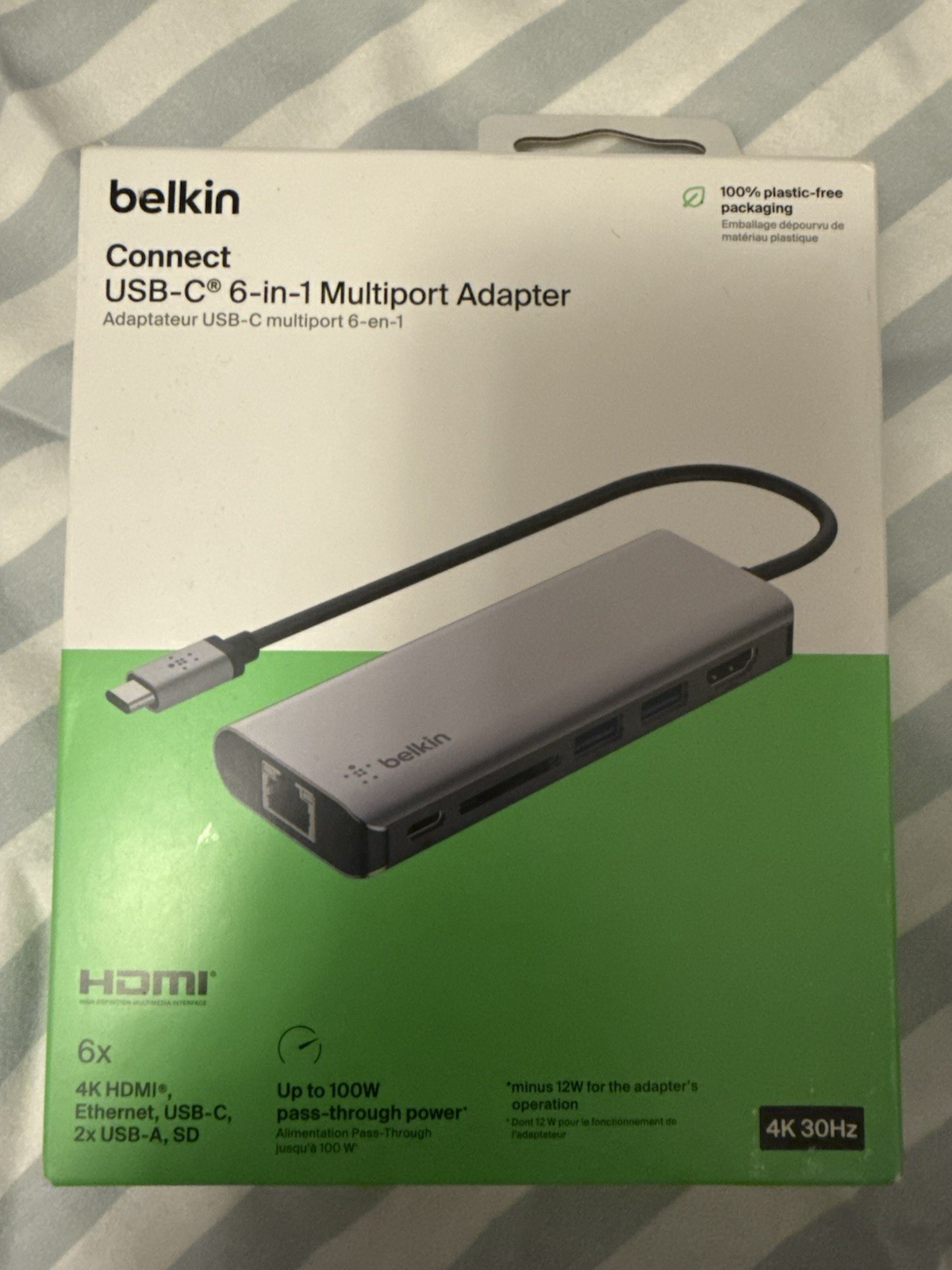 Belkin Connect USB-C 6-in-1 Multiport Adapter Hub (AVC008) - 4K HDMI, 100W