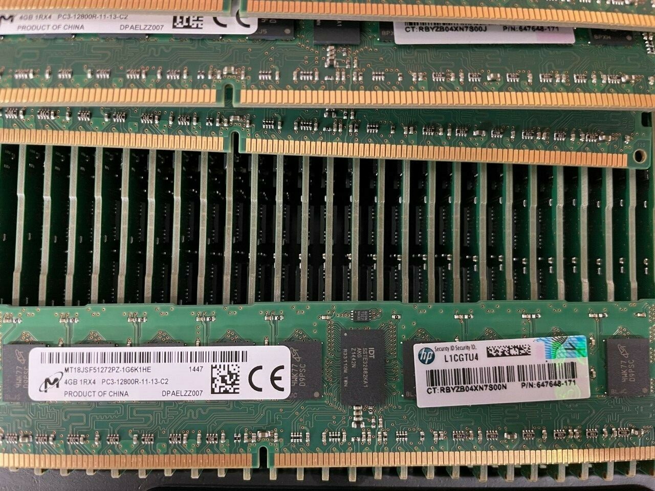 647873-B21 HP 4GB (1x4GB) PC3-12800R ECC Memory Kit 647648-171 micron