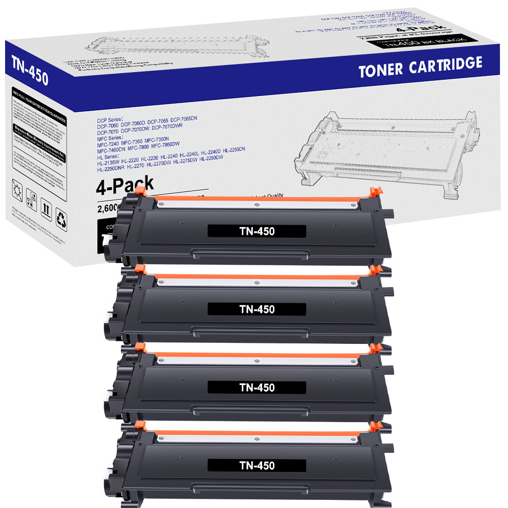 4x TN450 Toner Compatible With Brother HL-2270DW HL-2240 MFC-7360n 7860DW TN 420