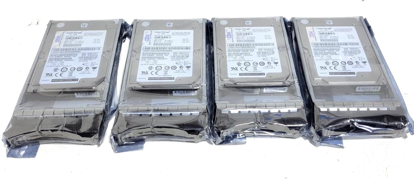 IBM 81Y9913 300 GB 15K rpm 6 Gb SAS HARD DRIVE HDD 81Y9891 81Y9902 Lot of 4) NEW