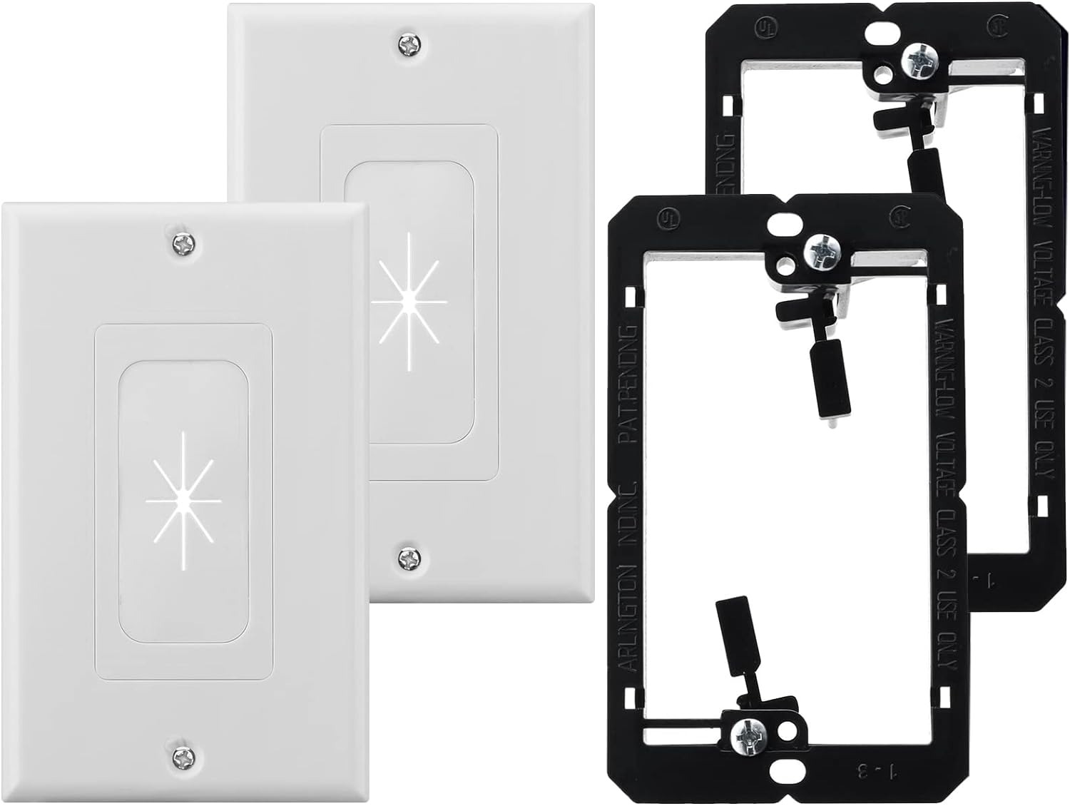 Rubber Wall Plate Insert with Mounting Bracket,  Single Gang Wall Plate Cable Pa