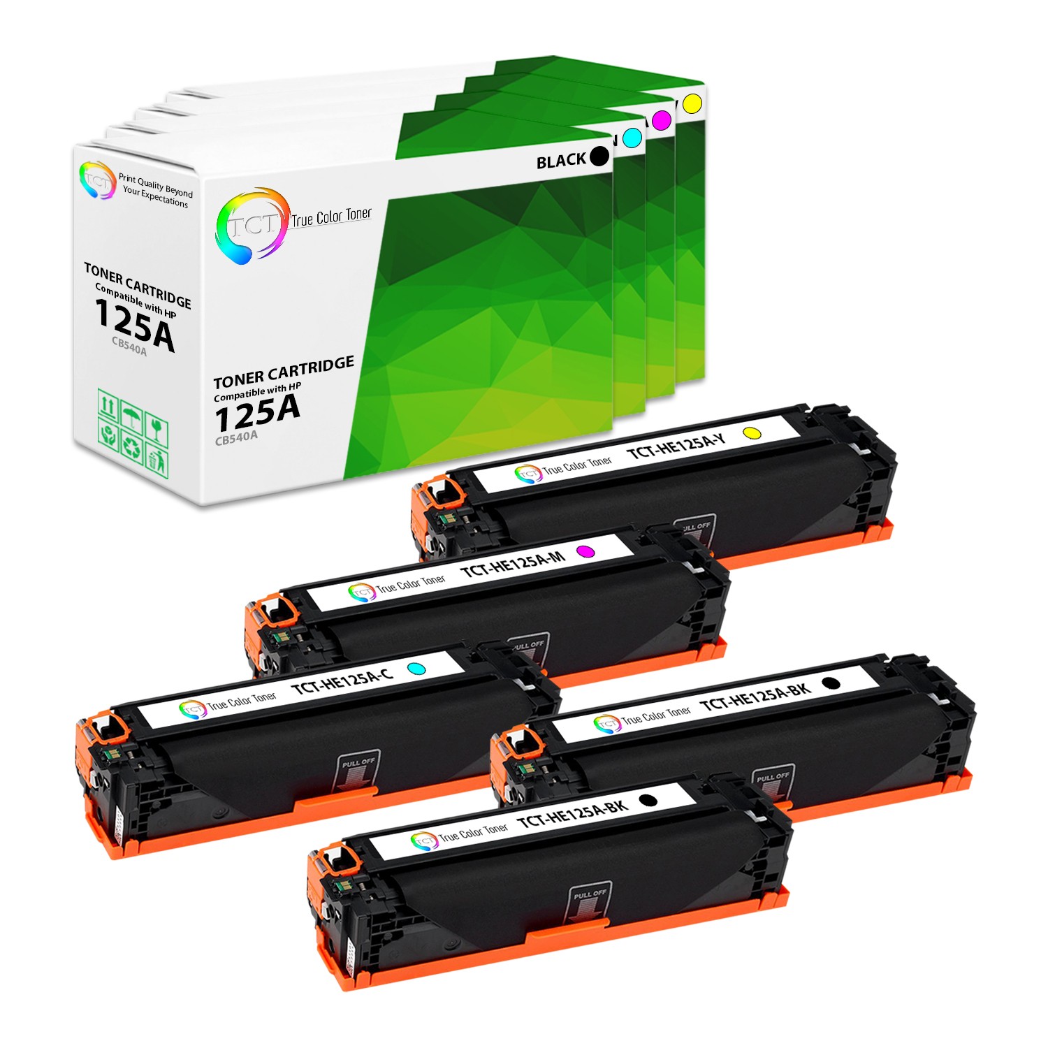 TCT 5PK 125A Toner Set CB540A CB541A CB542A CB543A For HP Color LaserJet CP1515