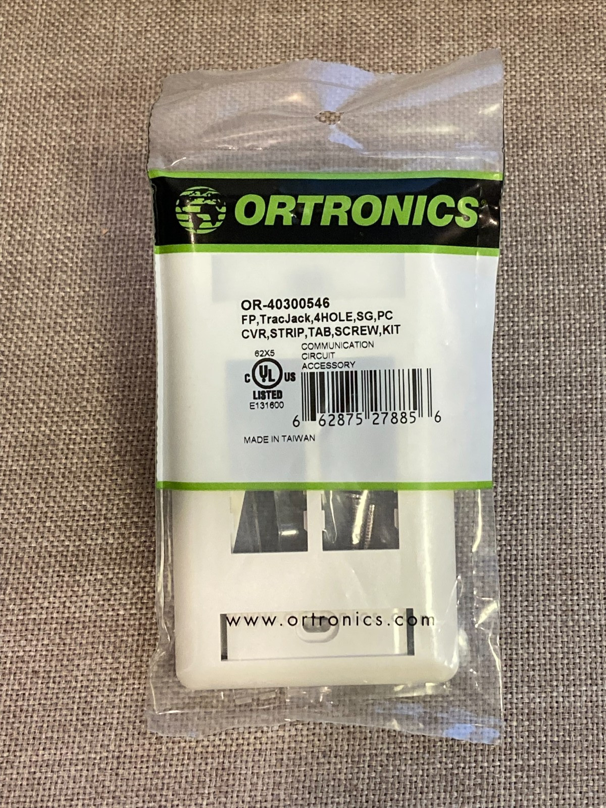 OR-40300546 - NIP Ortronics TracJack 4-Hole Faceplate w/ Label Fog White
