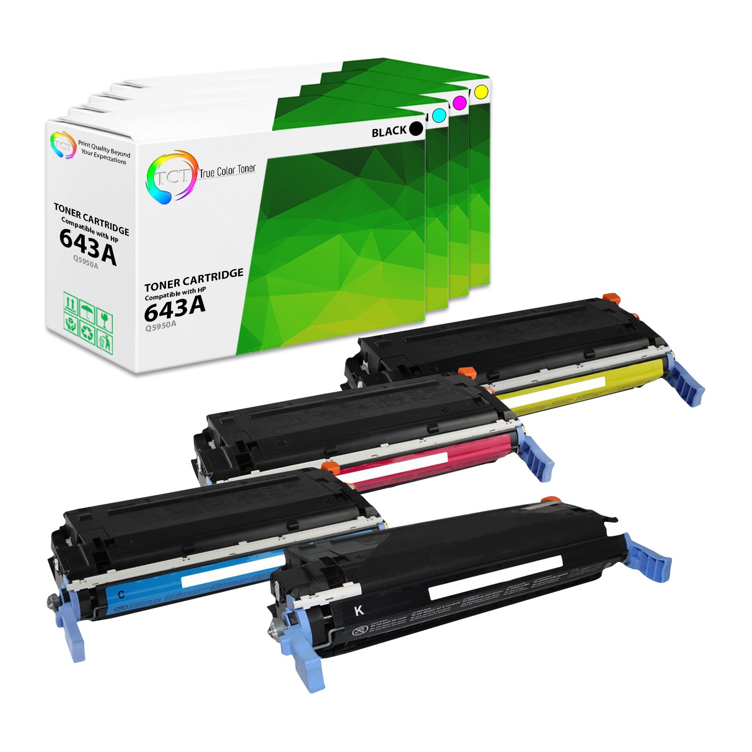 TCT 4PK 643A Toner Cartridge Set Q5950A Q5951A Q5952A Q5953A For HP Color 4700