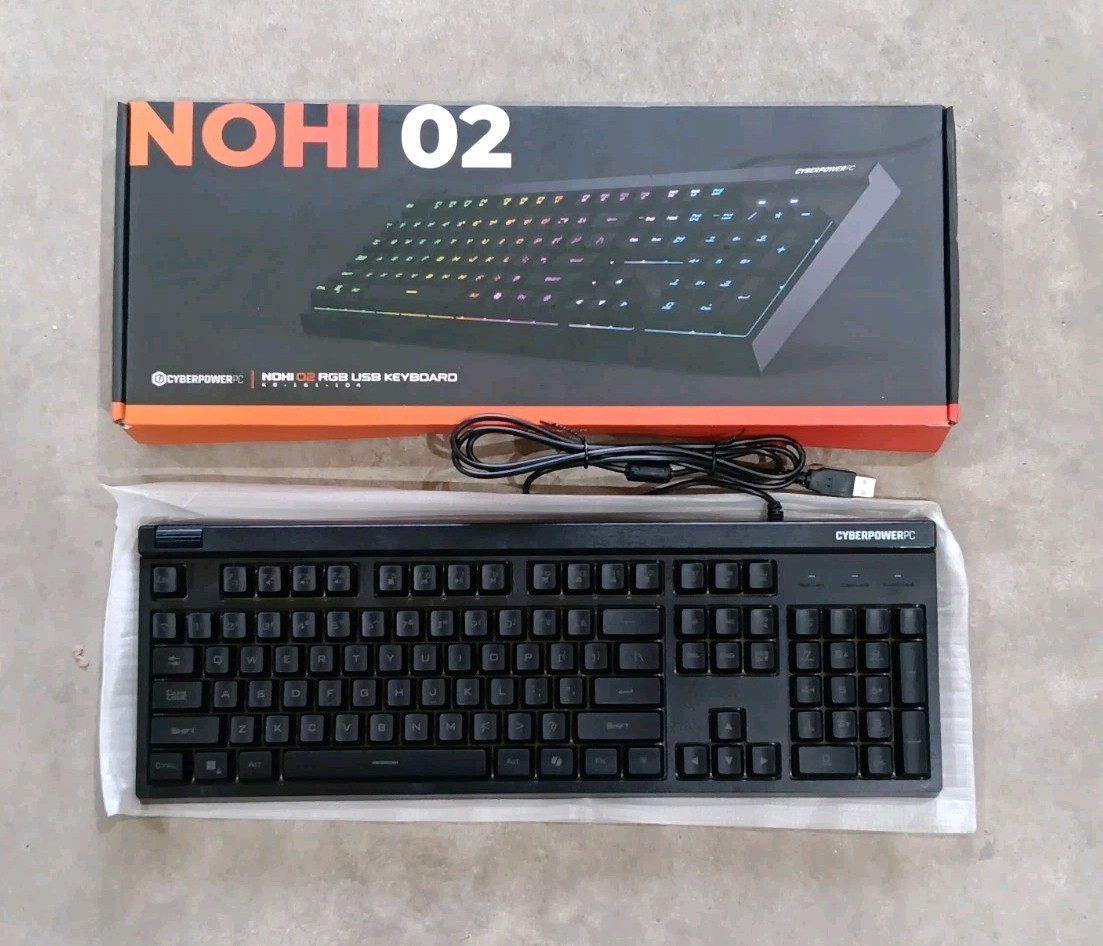 CyberPowerPC NOHI 02 RGB Illuminated USB Wired Gaming Keyboard QWERTY - New OB