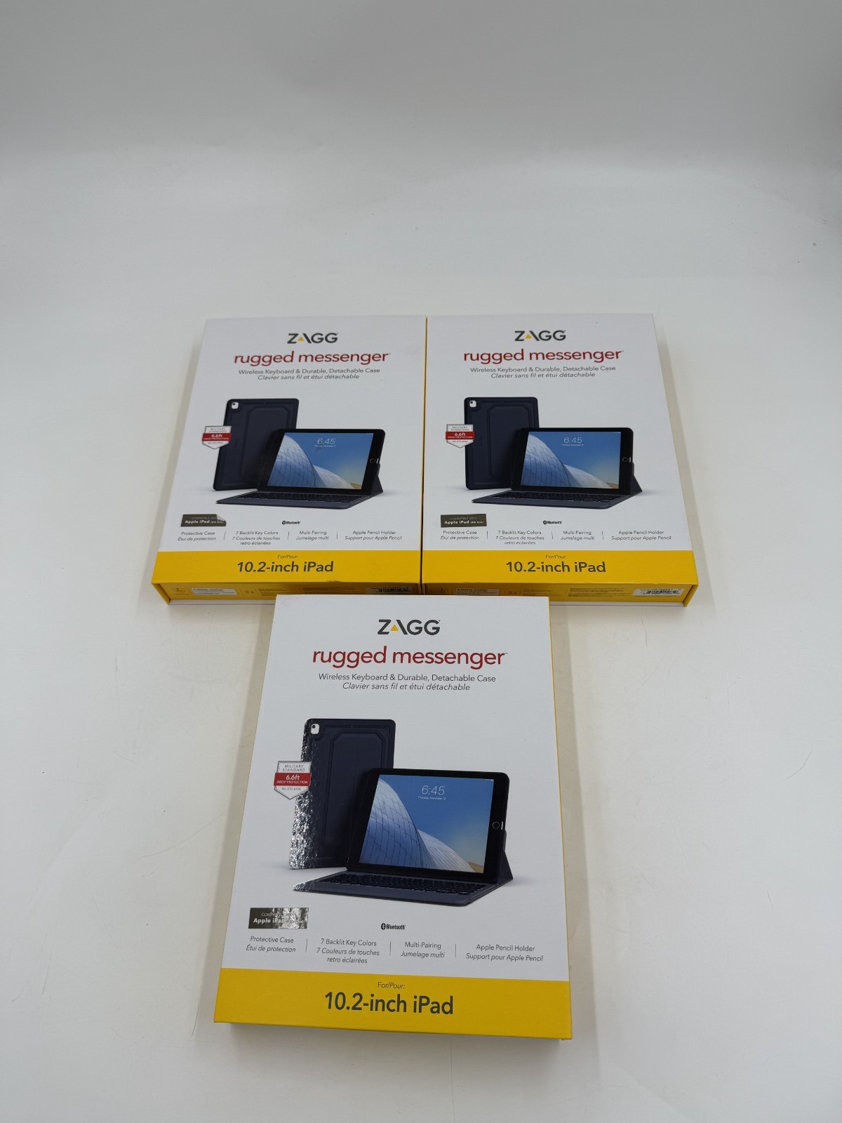 Lot of 3 ZAGG - Rugged Messenger Keyboard Folio Case for Apple iPad 10.2"