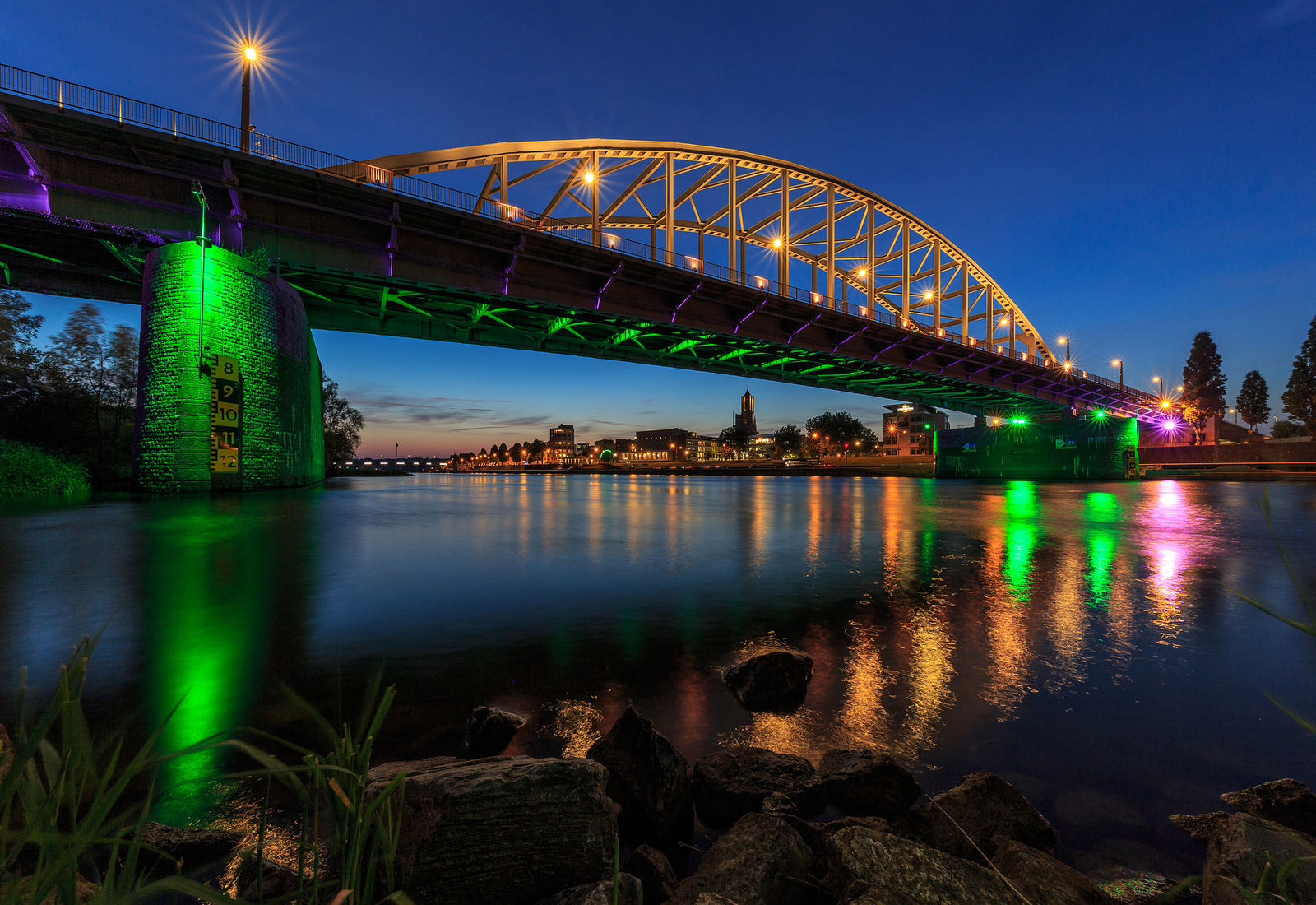 Landscape bridge lights river sky Custom Gaming Mat Desk