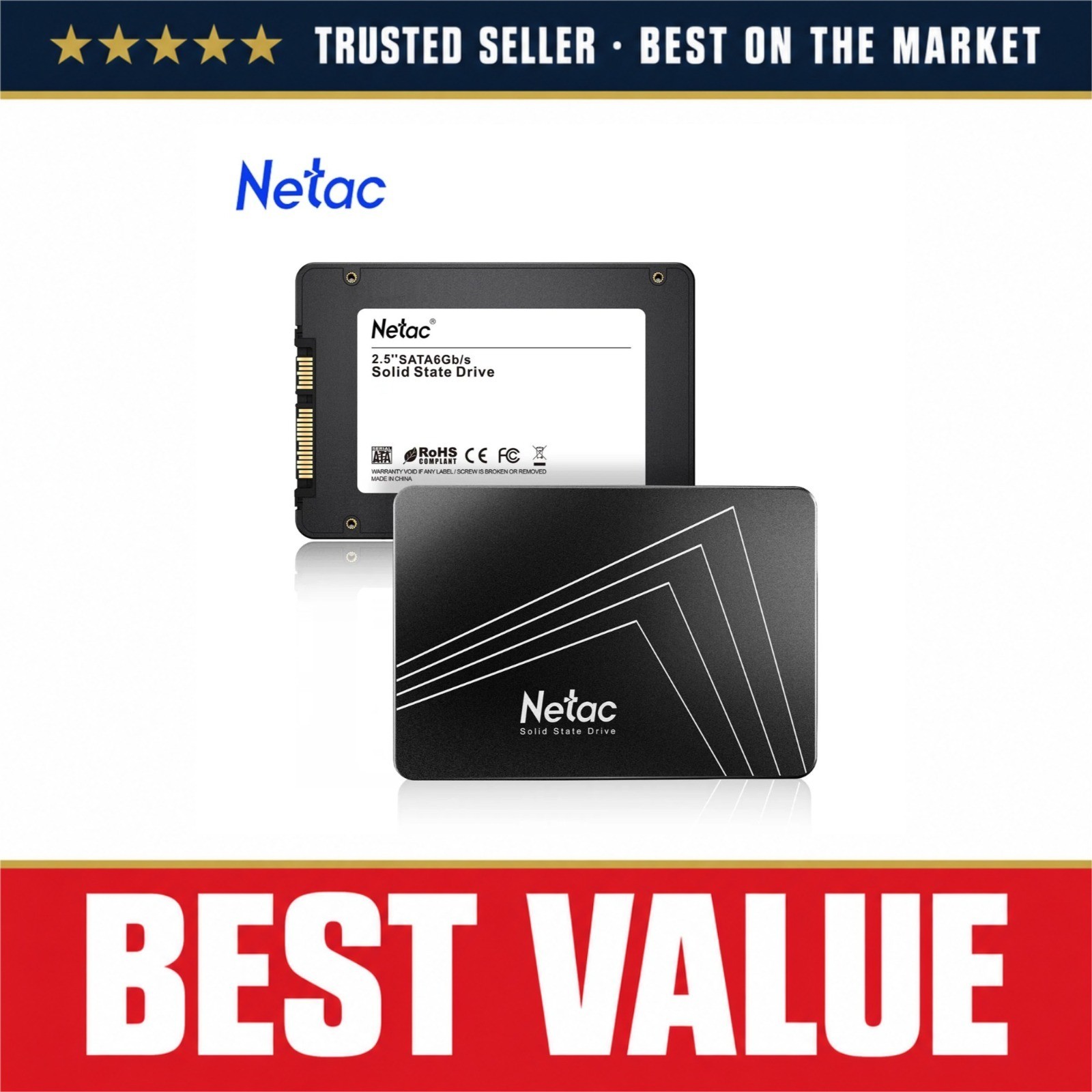 Netac Internal SSD 2.5" SATA III 128GB-2TB Solid State Drive for PC Laptop