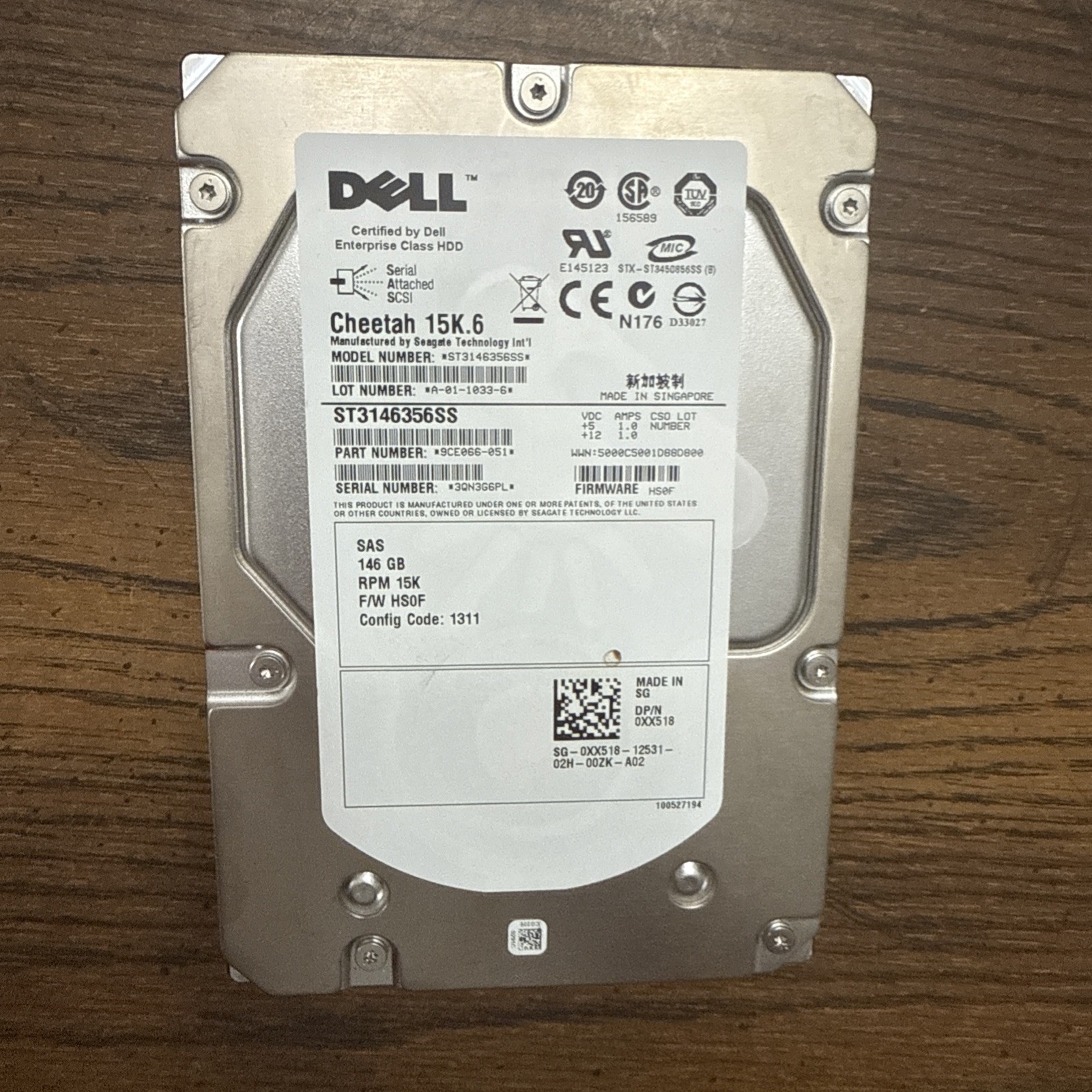 Dell Cheetah 15K.6 SAS 146GB ST31446356SS