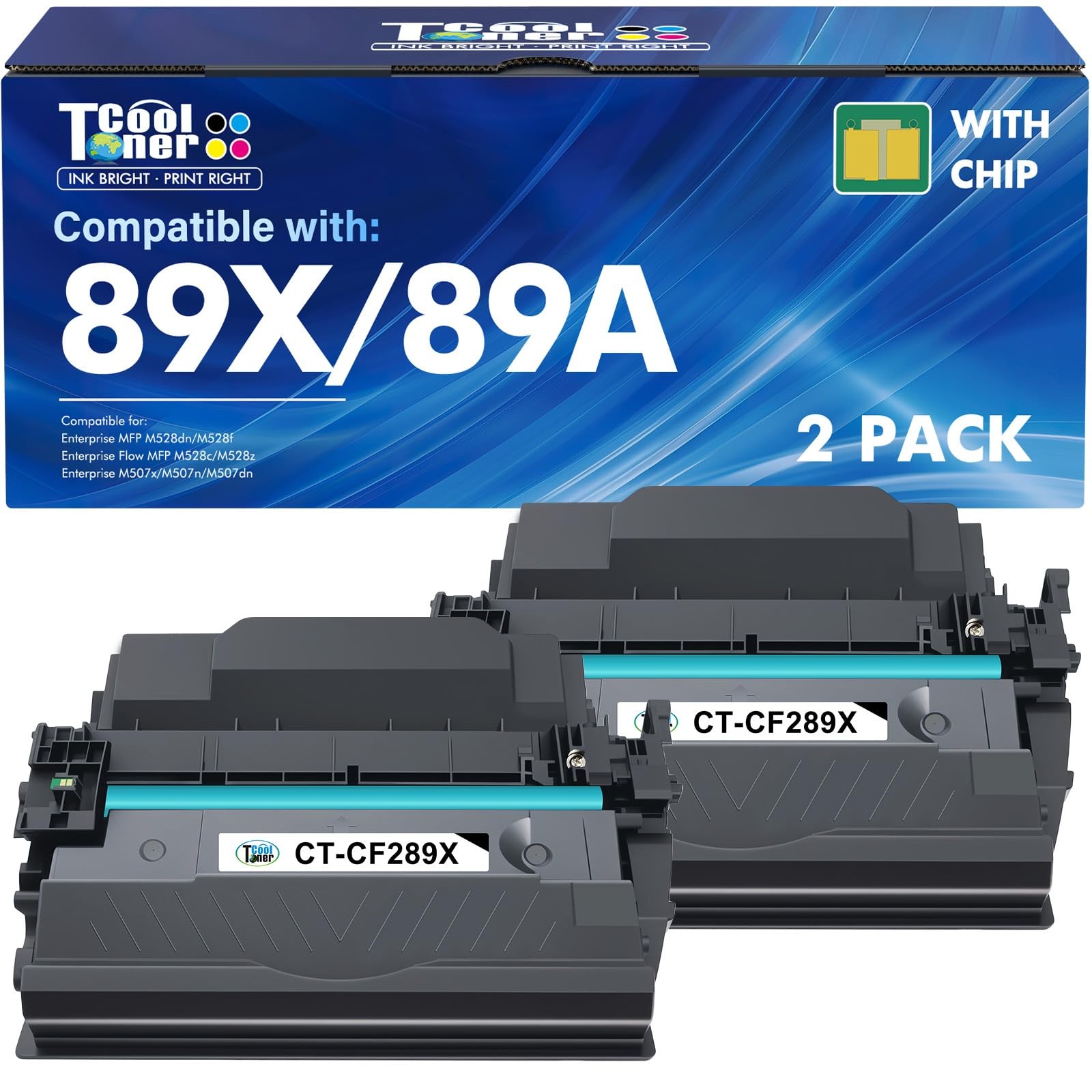 89X 89A Black Toner Cartridge 2 Pack High Yield, 2