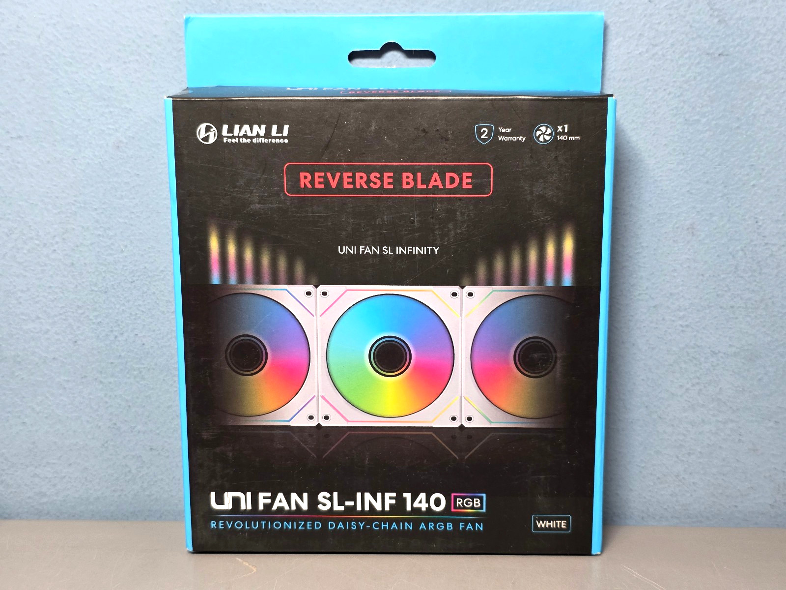 Lian Li Reverse Blade UNI 140mm Case Fan Daisy-Chain ARGB in White New & Sealed