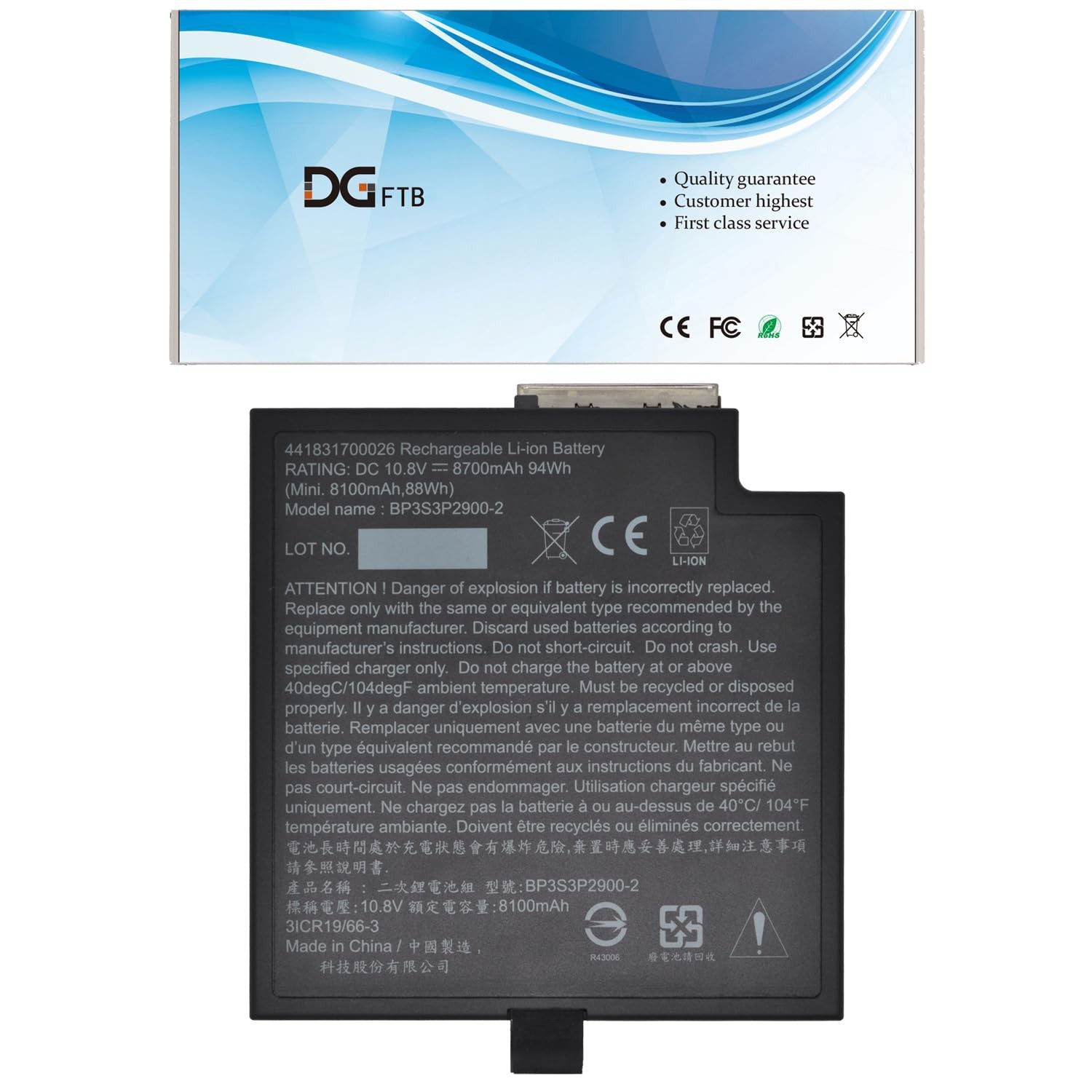 DGFTB BP3S3P2900-2 BP3S3P2900-P Laptop Battery Replacement for Getac B300 B30...