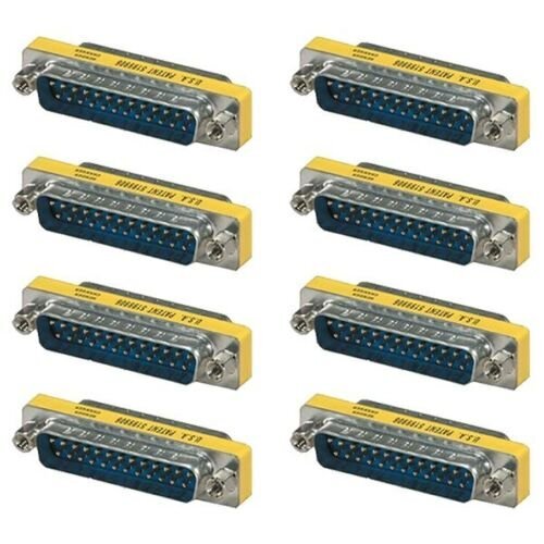 8x 25 Pin D-SUB DB25 Male to Male Mini Gender Changer Coupler M/M Gold Plated