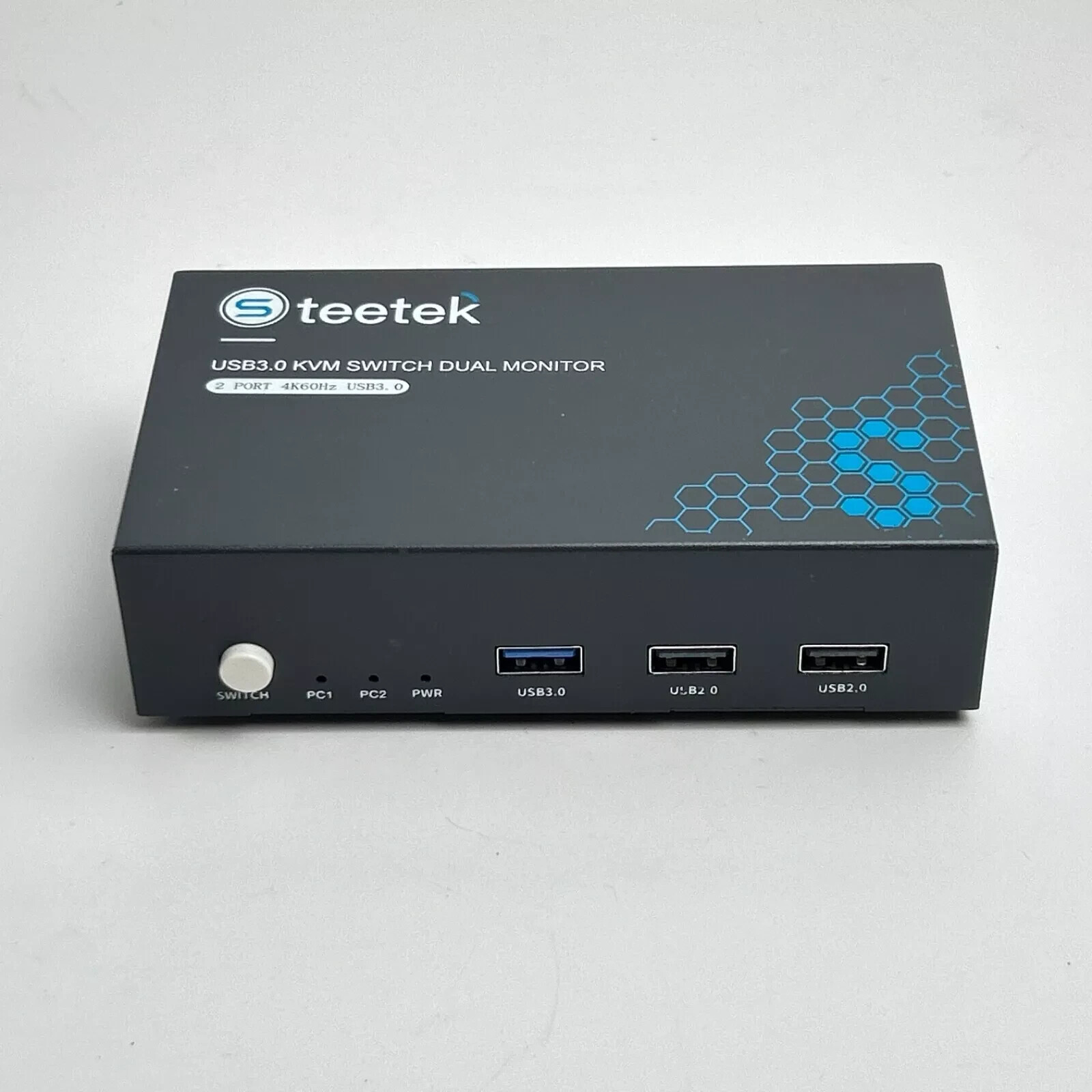 Steetek USB 3.0 KVM Switch Dual Monitor 2 Port Box, 8K@60Hz - 2 Laptops In 1 Out