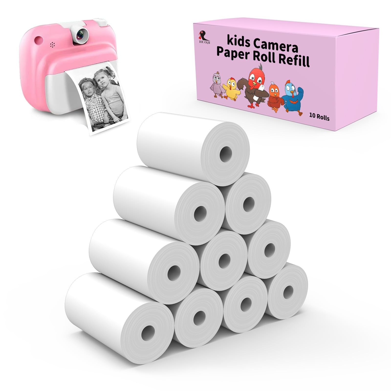 10 Rolls Kids Instant Camera Paper Refill White 57x25mm HD Thermal Print