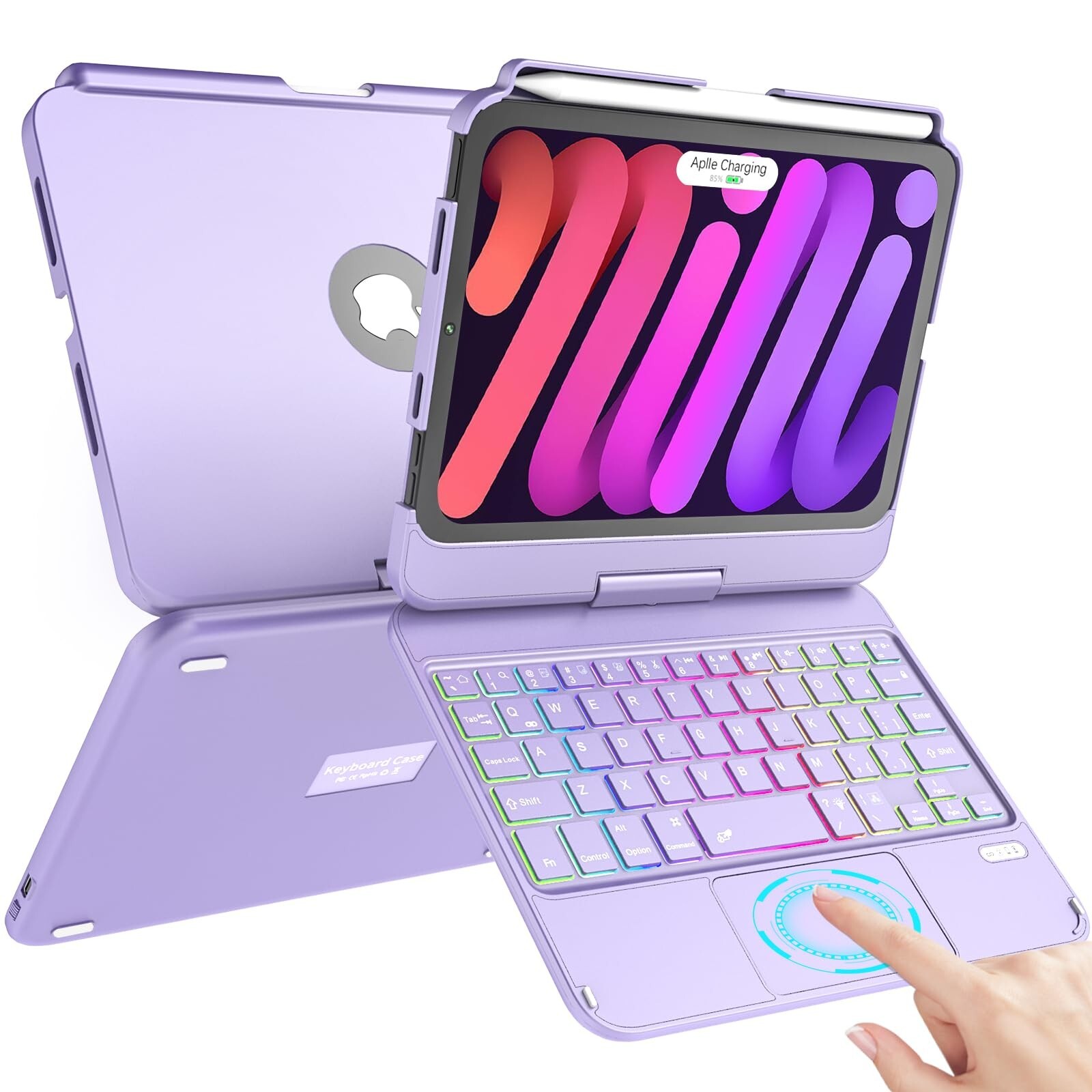 TaIYanG Keyboard Case for iPad Mini 7 & Mini 6,7 Color Backlit Trackpad Keybo...