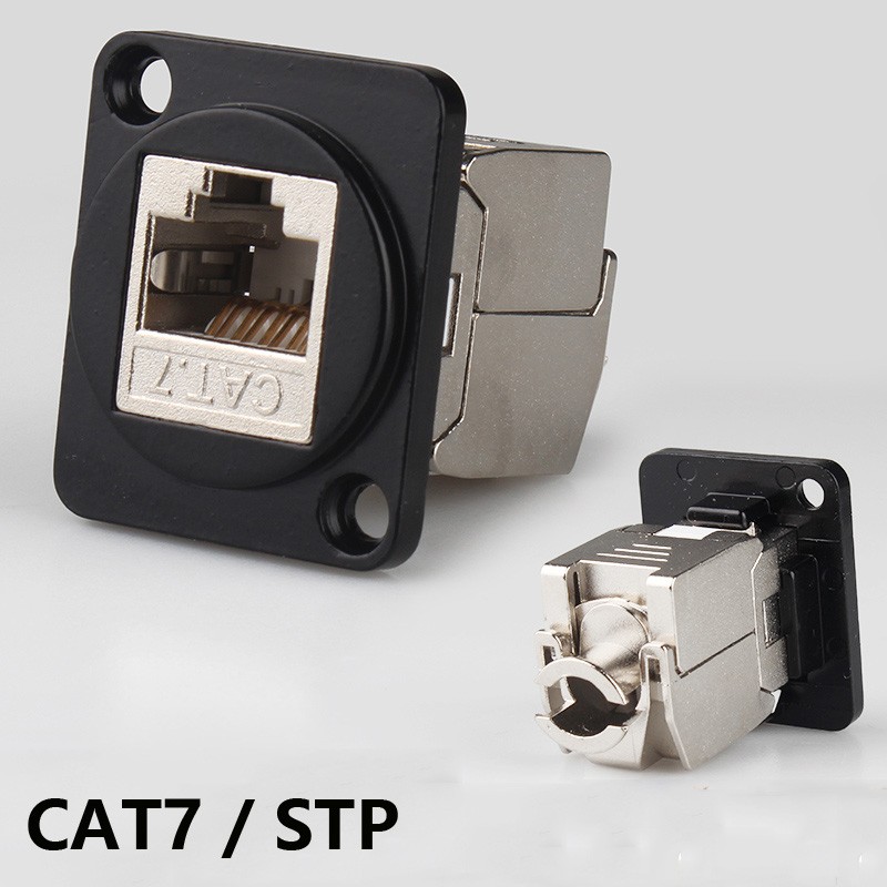 Ethernet Cat6A/6/5E Socket D-Type Module Shielded Industrial Panel Mount Female