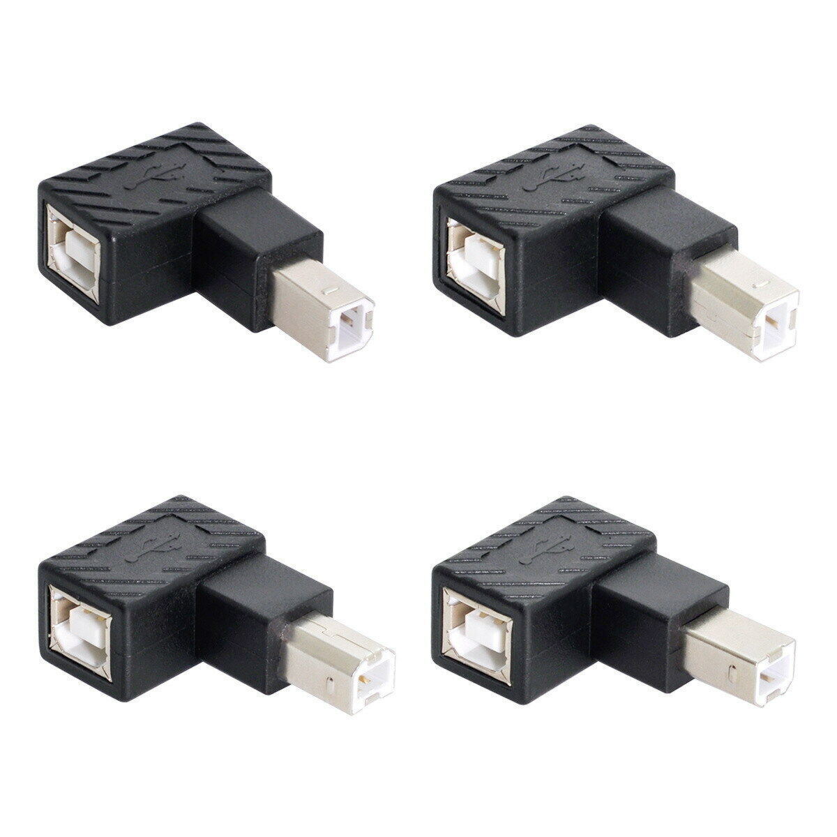 4Pcs USB 2.0 B Type Male to Female Extension Adapter Vertical Angled 480Mbps