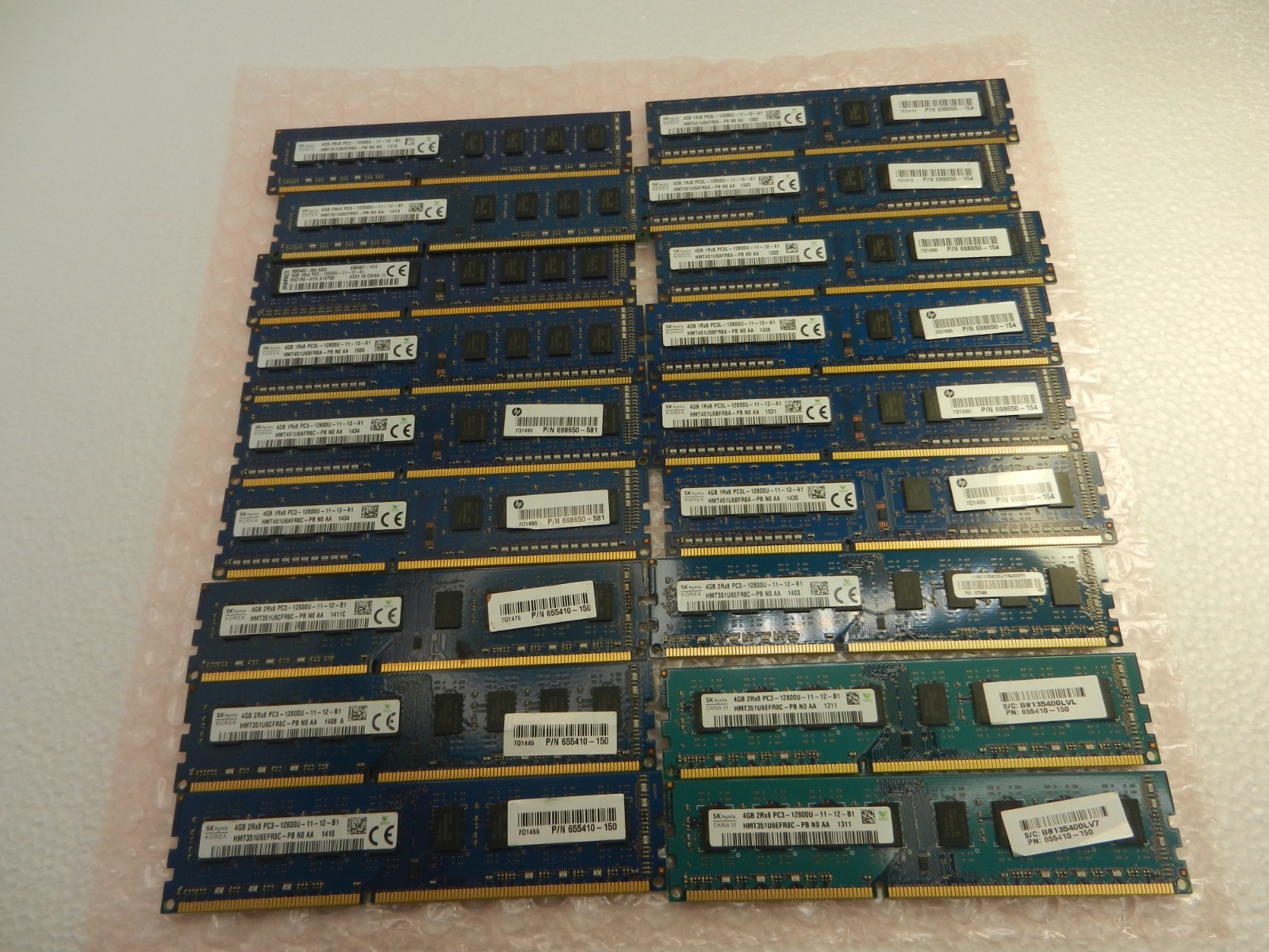 18X LOT - SK hynix 8GB 2Rx8 PC3-12800U DDR3-1600 MEMORY 4GB CHIPS