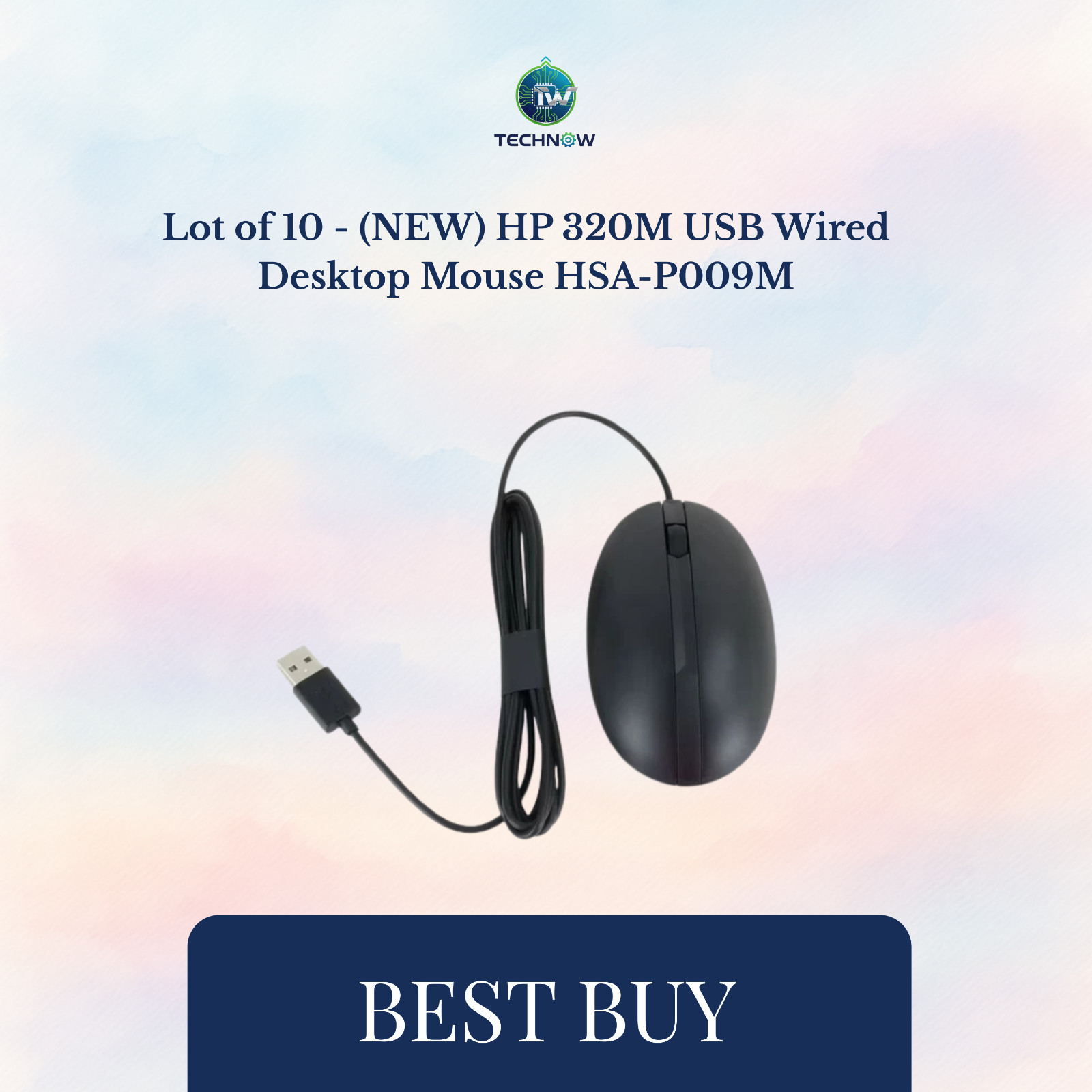 Lot of 10 - (NEW) HP 320M USB Wired Desktop Mouse HSA-P009M