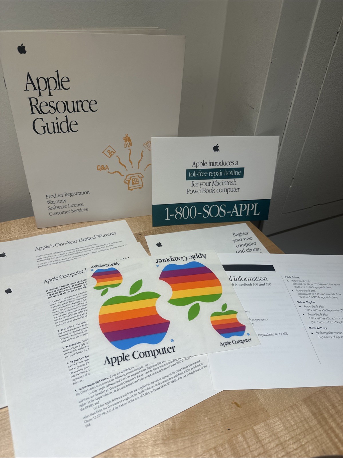 Vintage Apple Mac Resource Manual Guide & Stickers 1980s 1990s Macintosh Rainbow