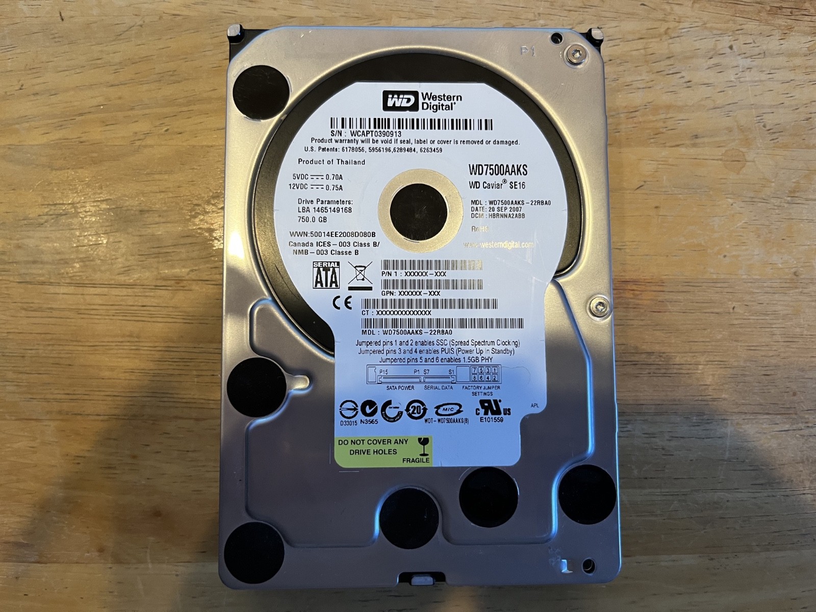 WD Western Digital 750GB 7.2K SATA 3.5" HDD WD7500AAKS
