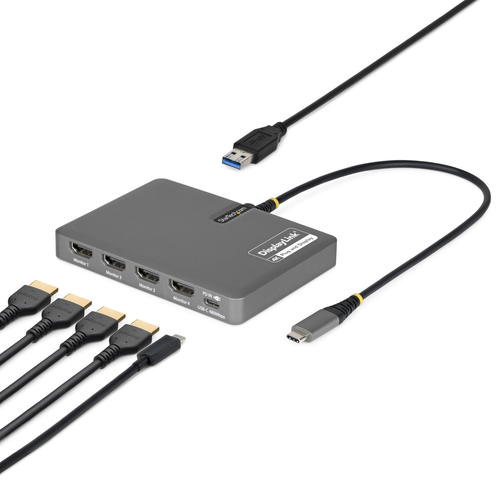StarTech USB-C to Quad HDMI 4K60 Workstation Dock, 140W PD, DisplayLink | Wor...