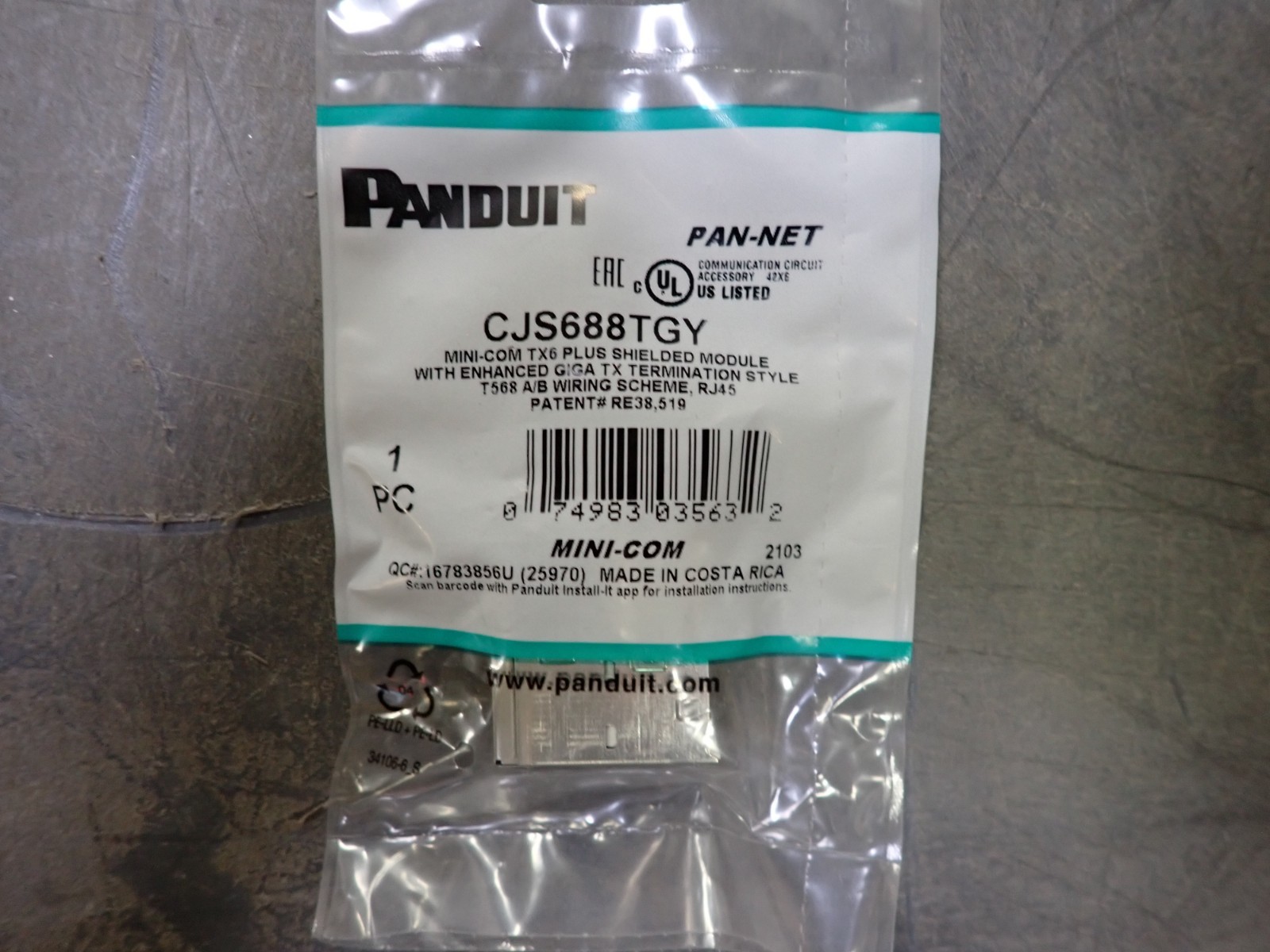 NEW Panduit CJS688TGY Cat6 Shielded Mini-Com TX6 Plus Shielded Module