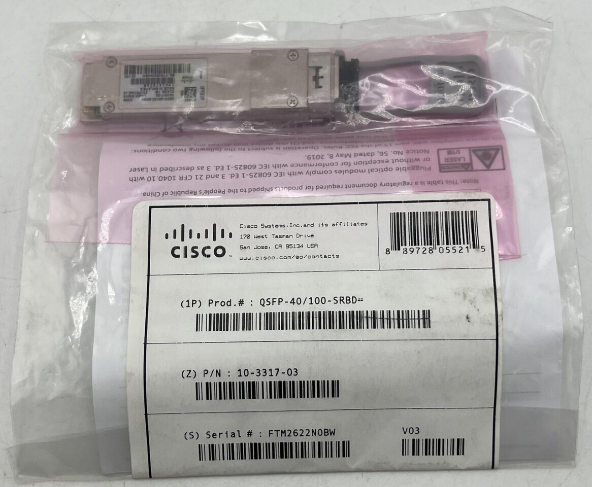 CISCO QSFP-40/100-SRBD 100G BIDI QSFP28 TRANSCEIVER MODULE V03