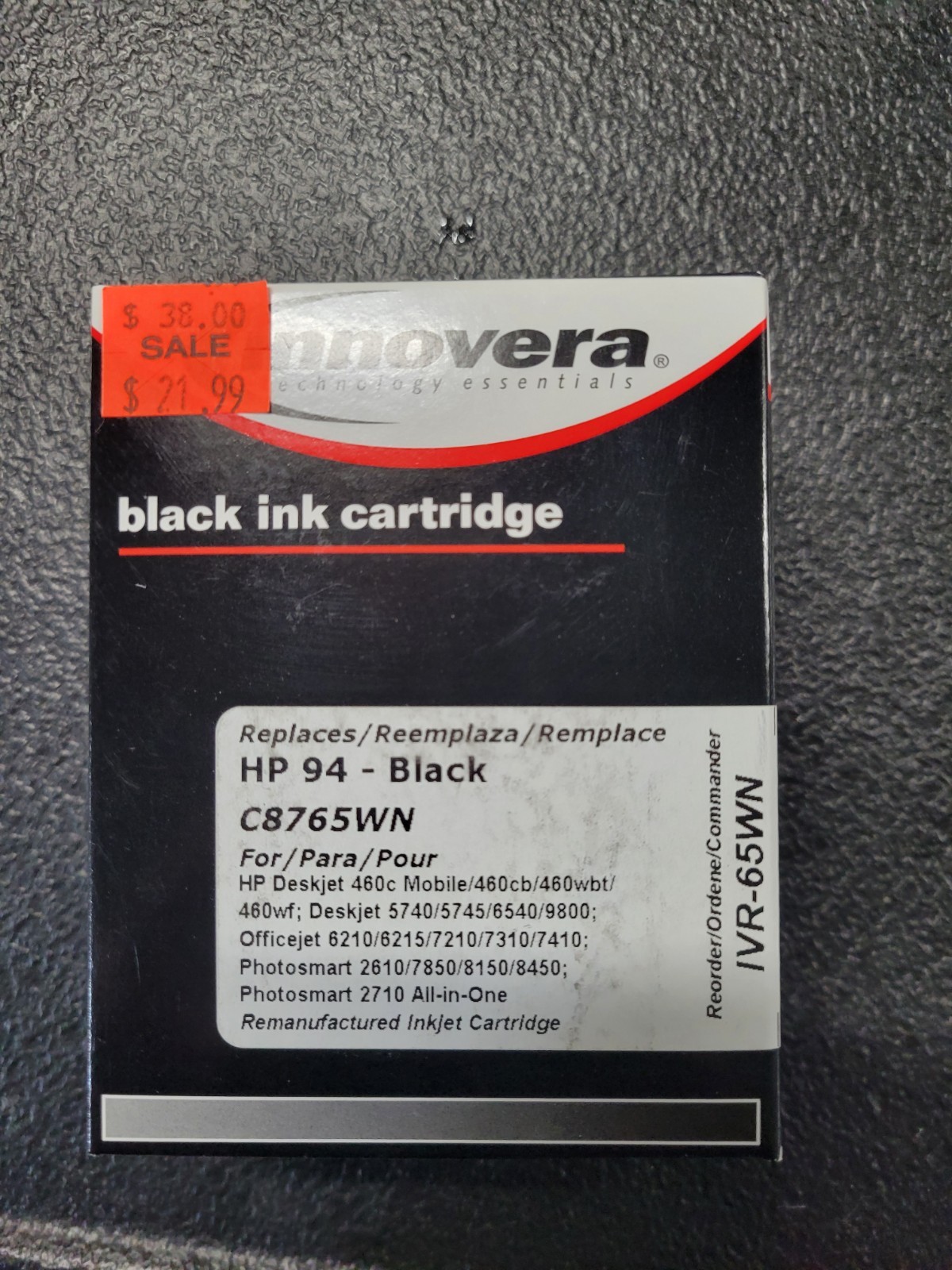 Innovera tech essentials black ink cartridge fits HP 94 Black C87765WN IVR-65WN