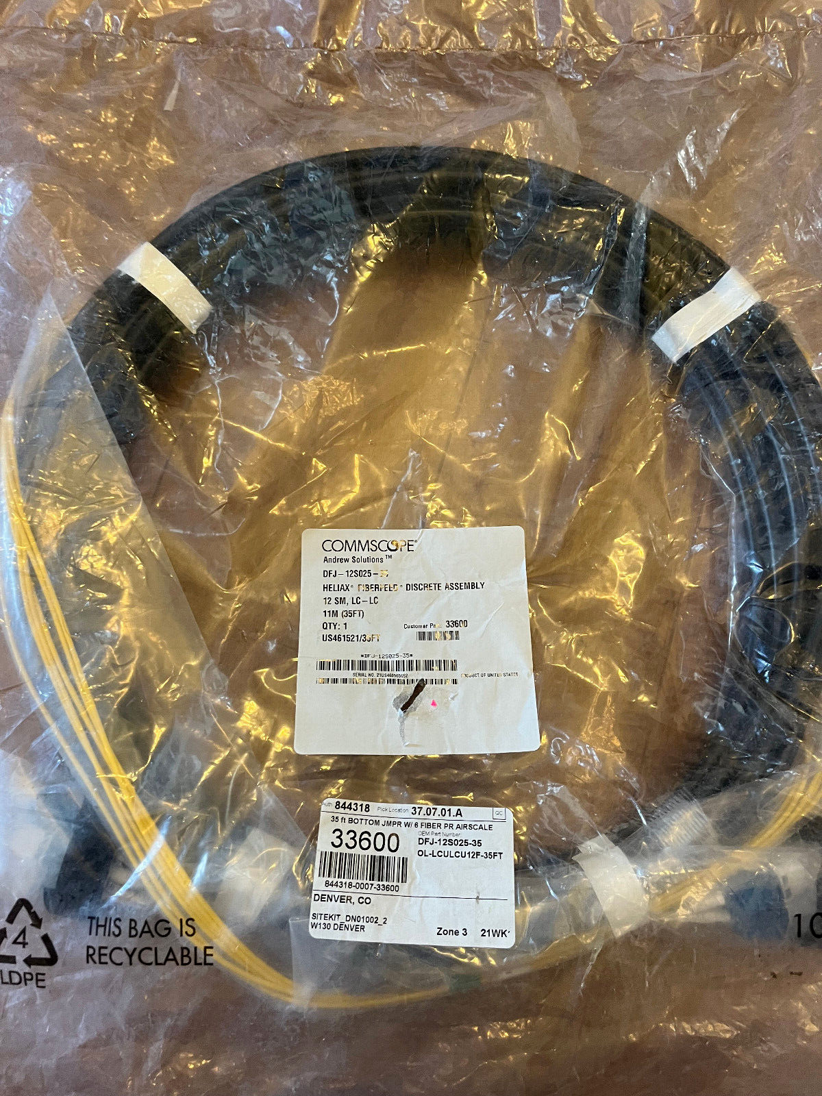 CommScope-Andrew DFJ-12S025-35 ( 35ft ) Heliax Fiber Cable Assembly 12SM LC-LC