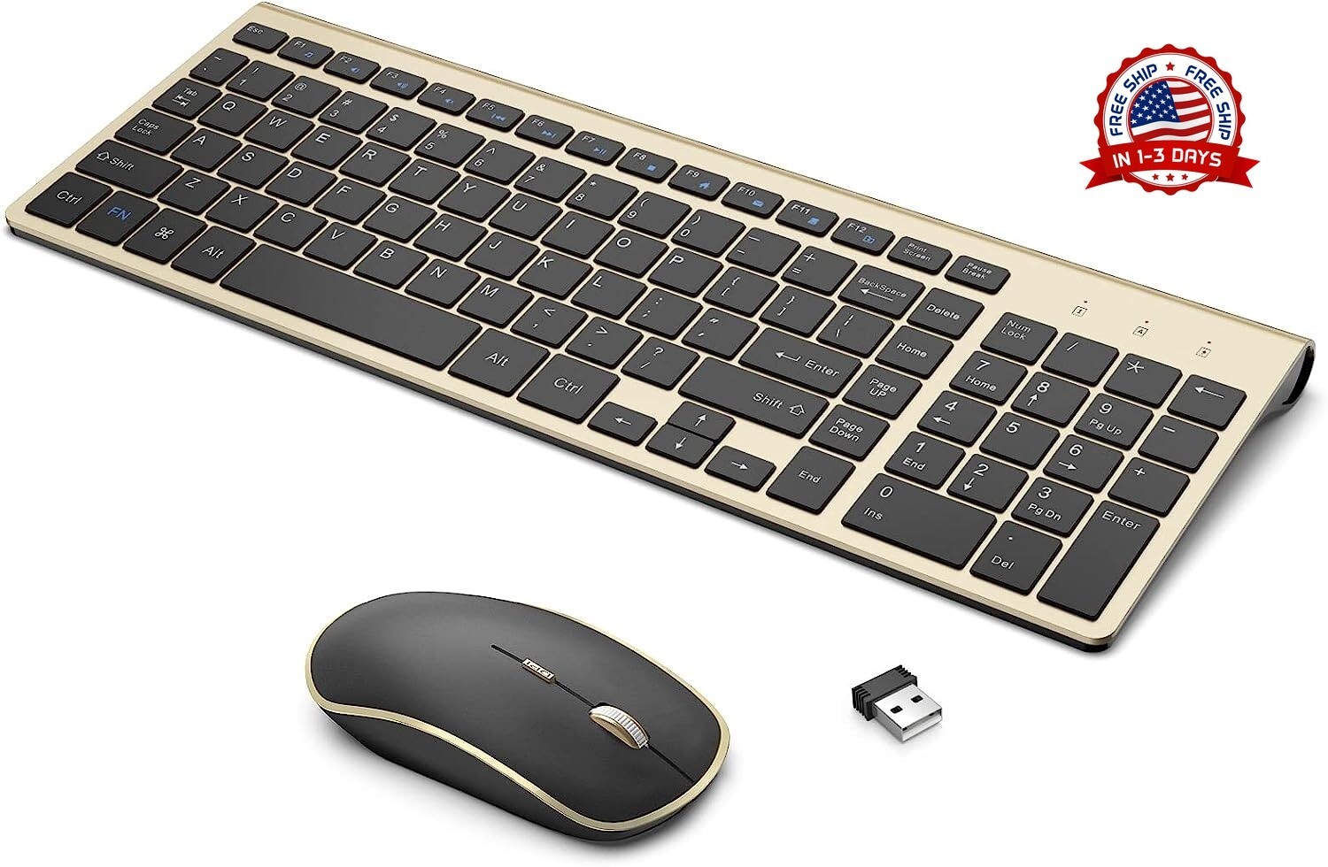 Juego De Teclado Y Mouse Inalambricos Receptor USB Para PC Ordenador Sin Lagueo